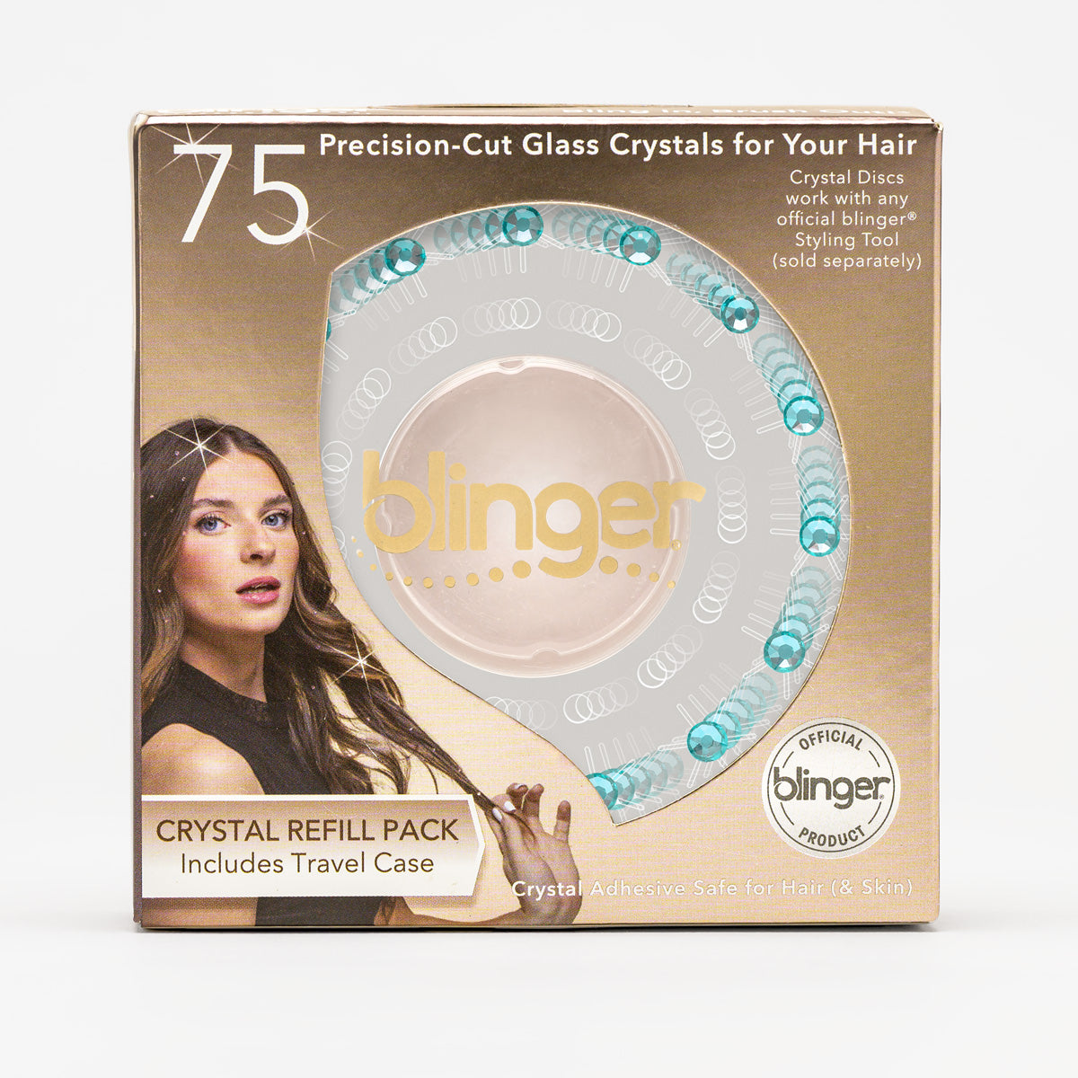 blinger® Shimmer Crystal Refill Pack with 75 Precision-Cut Crystals in a Travel Case