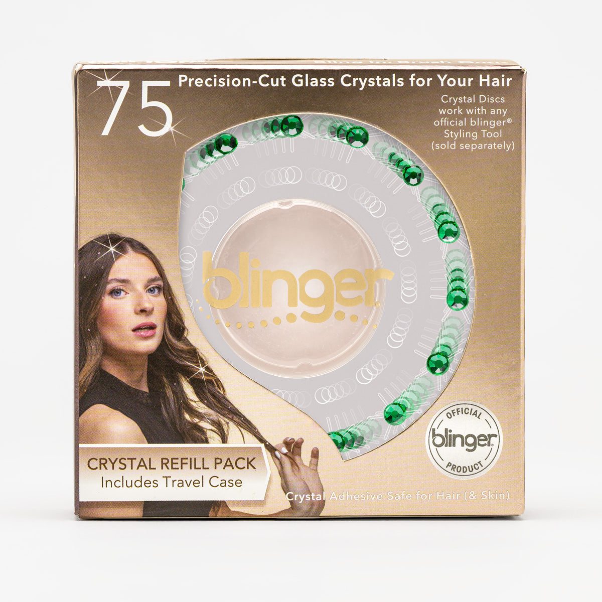 blinger® Shimmer Crystal Refill Pack with 75 Precision-Cut Crystals in a Travel Case