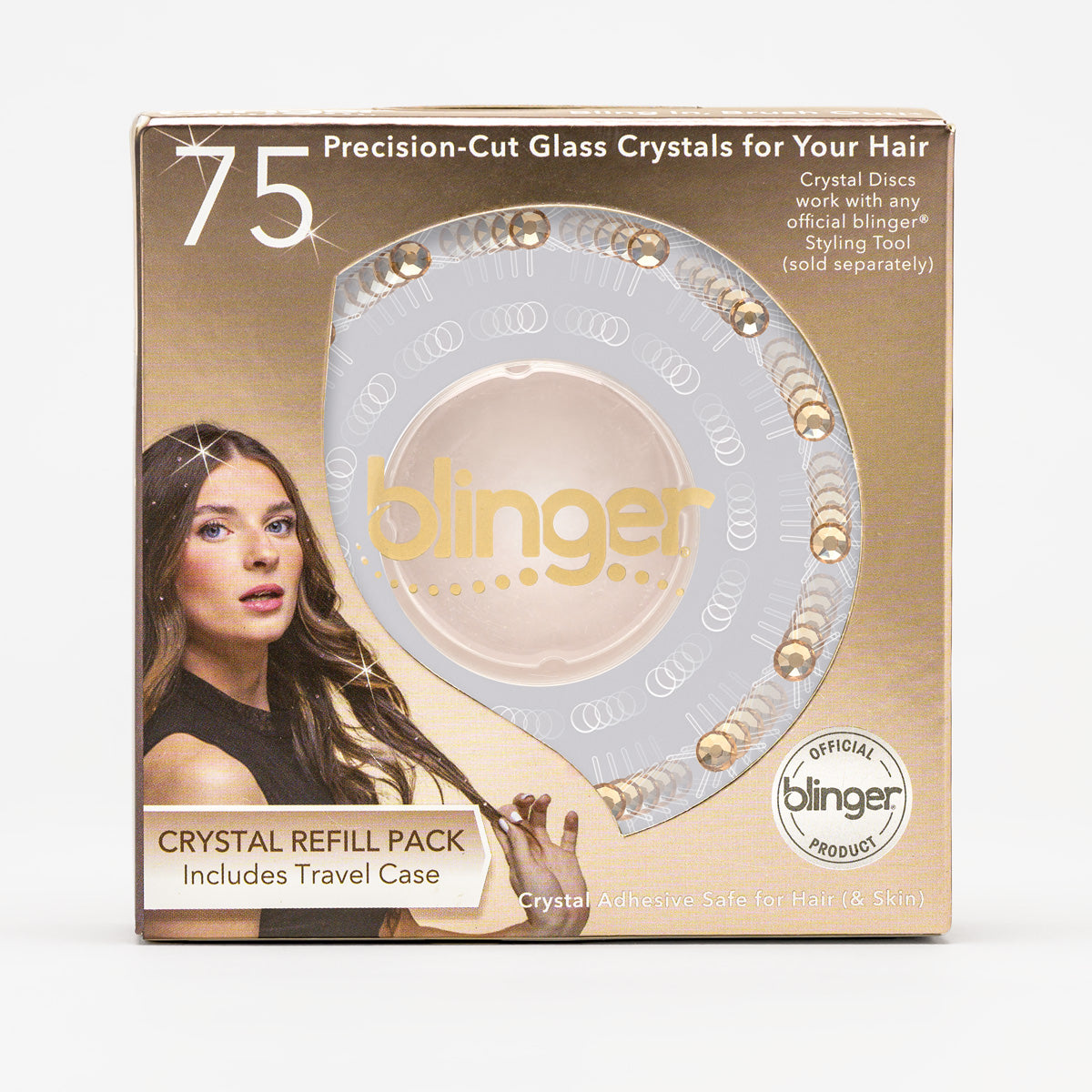 blinger® Shimmer Crystal Refill Pack with 75 Precision-Cut Crystals in a Travel Case
