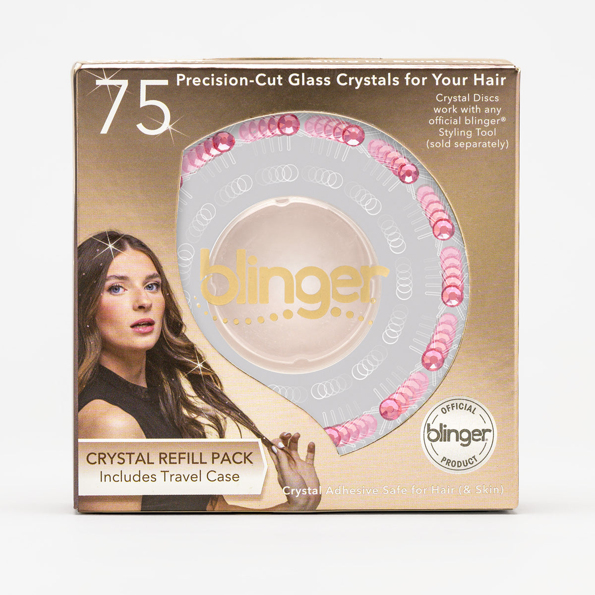 blinger® Shimmer Crystal Refill Pack with 75 Precision-Cut Crystals in a Travel Case