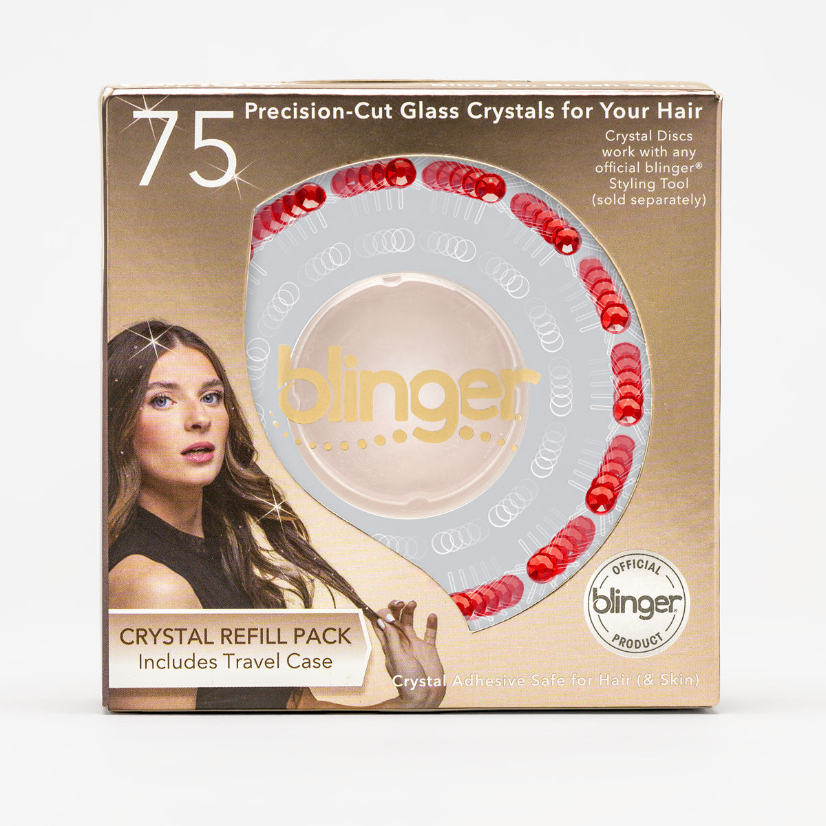 blinger® Shimmer Crystal Refill Pack with 75 Precision-Cut Crystals in a Travel Case