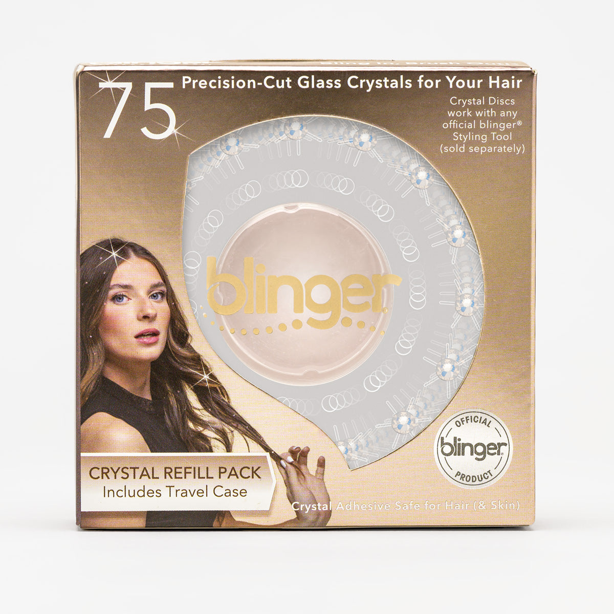 blinger® Shimmer Crystal Refill Pack with 75 Precision-Cut Crystals in a Travel Case