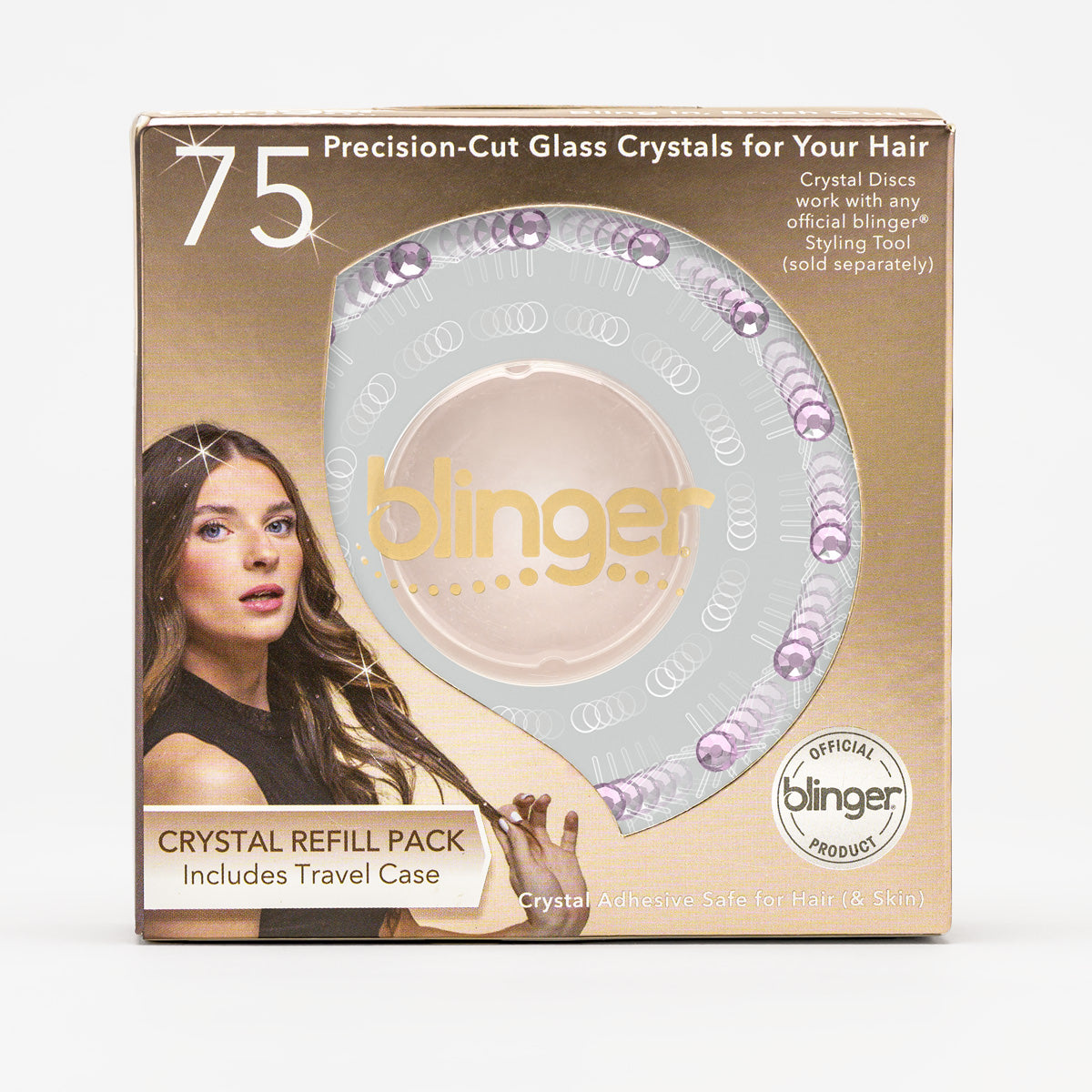 blinger® Shimmer Crystal Refill Pack with 75 Precision-Cut Crystals in a Travel Case
