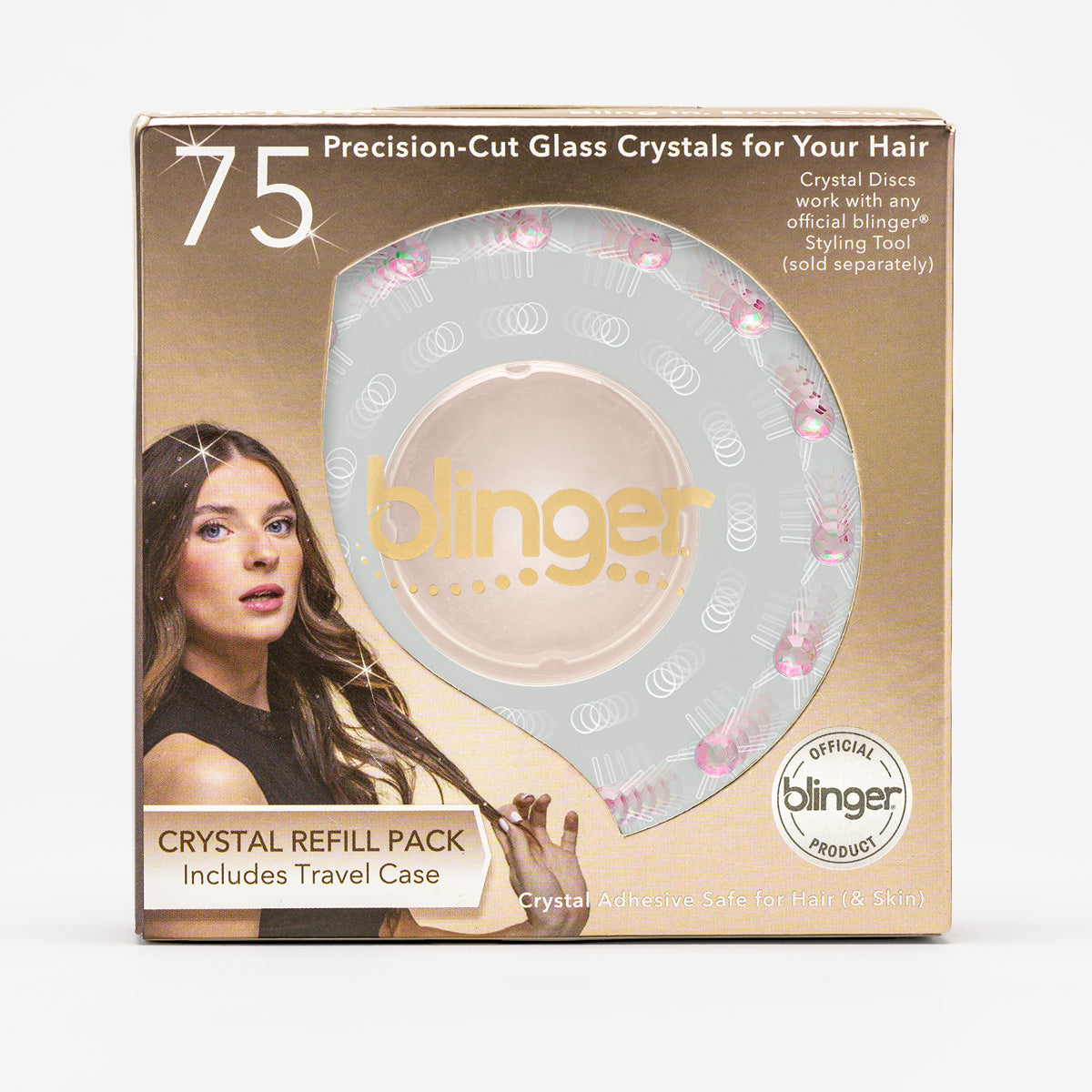 blinger® Shimmer Crystal Refill Pack with 75 Precision-Cut Crystals in a Travel Case