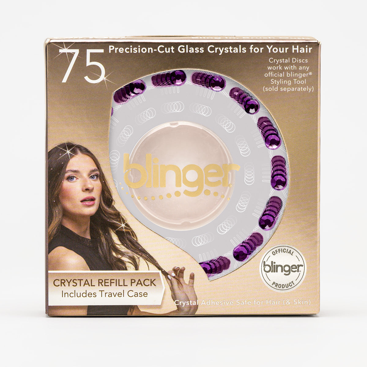 blinger® Shimmer Crystal Refill Pack with 75 Precision-Cut Crystals in a Travel Case