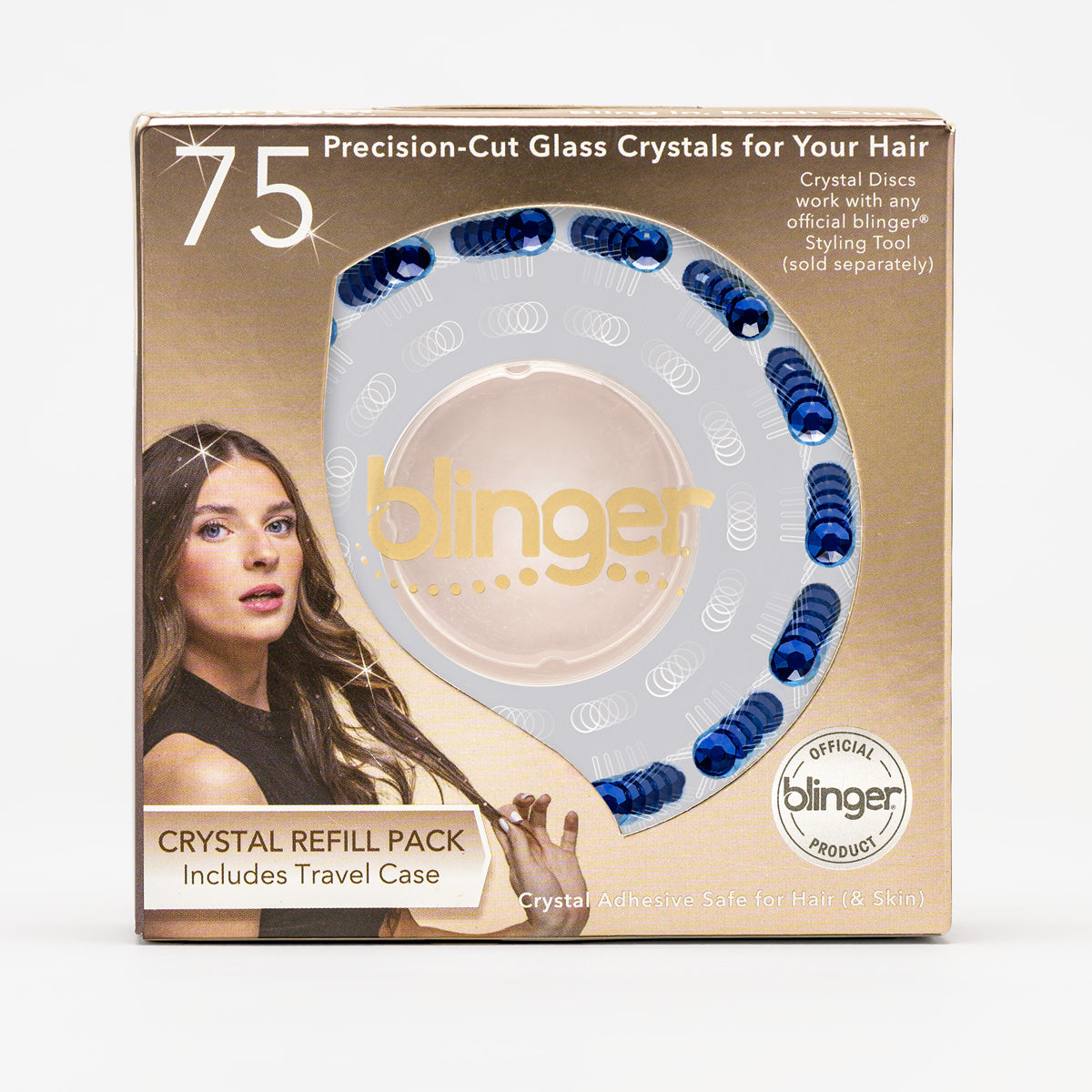 blinger® Shimmer Crystal Refill Pack with 75 Precision-Cut Crystals in a Travel Case