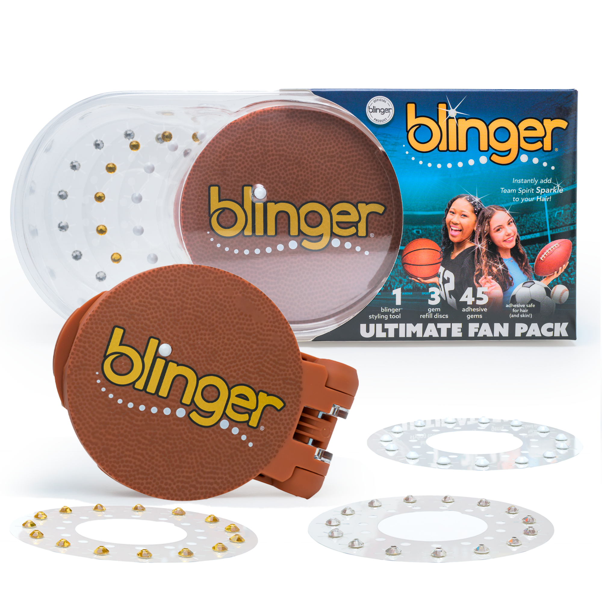 blinger® Ultimate Fan Starter Pack with blinger Styling Tool + 45 Precision-Cut Glass Crystals