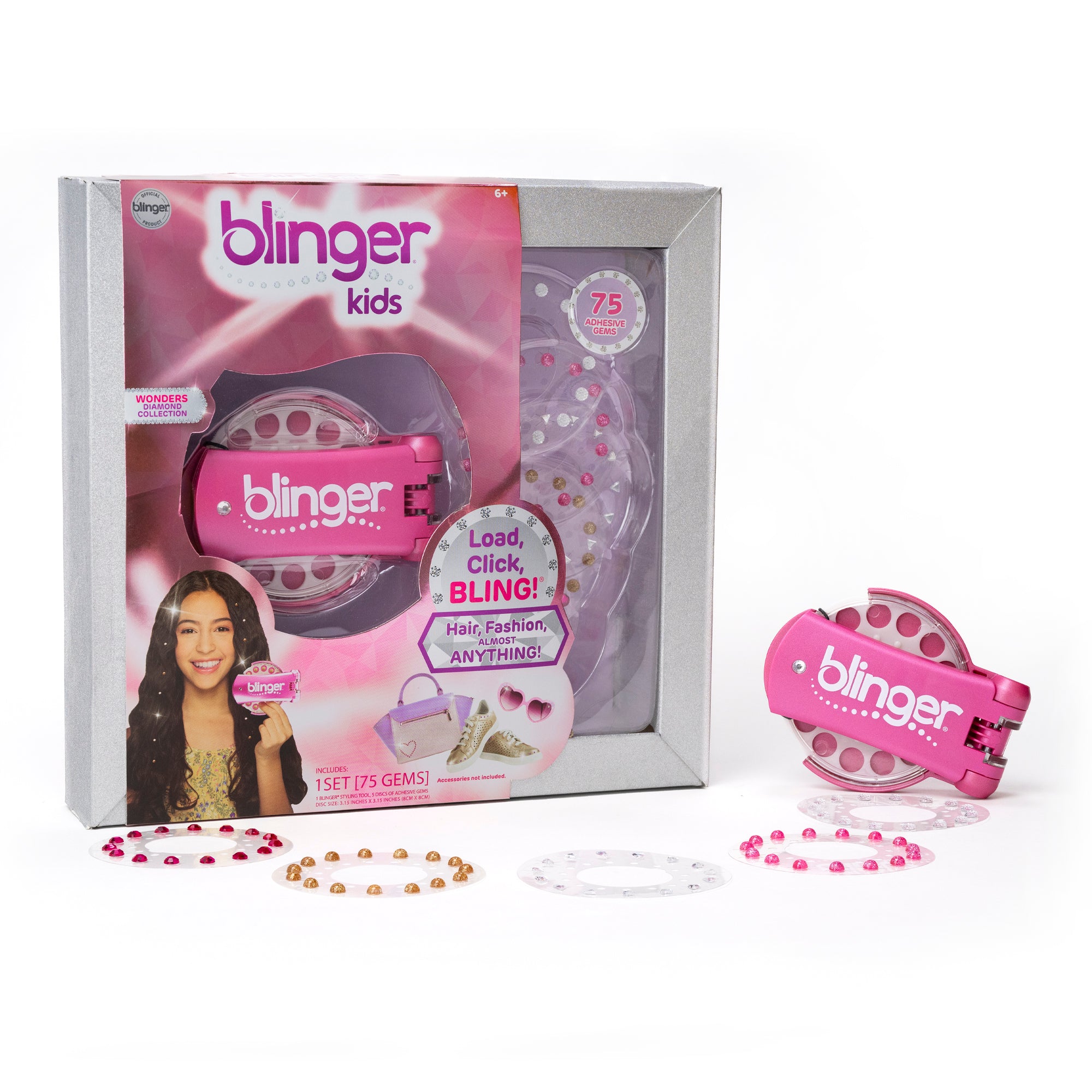 blinger® Diamond Collection Starter Kit with blinger® Gem Stamper + 75 Colorful Hair-Safe Gems