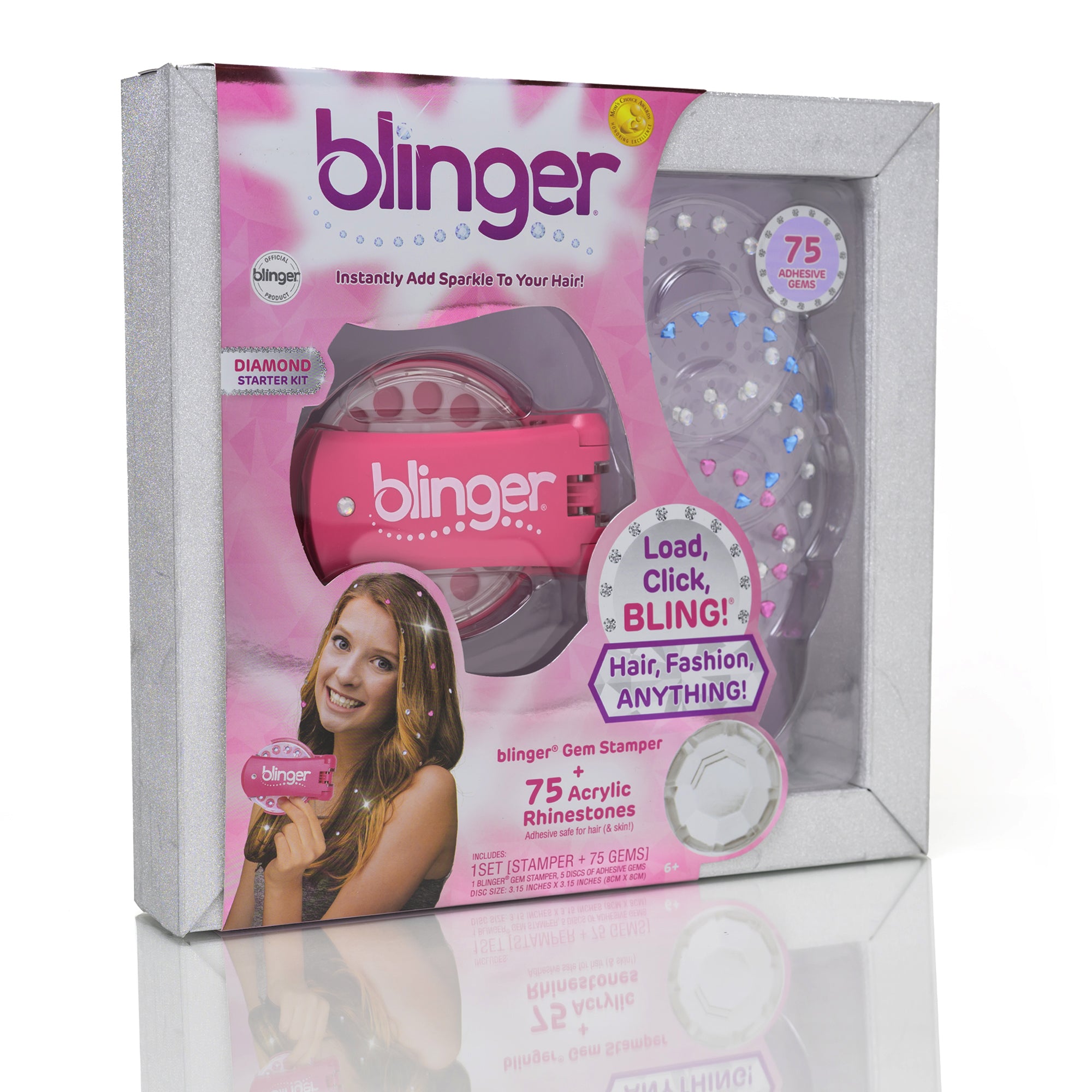 blinger® Diamond Collection Starter Kit with blinger® Gem Stamper + 75 Colorful Acrylic Rhinestones