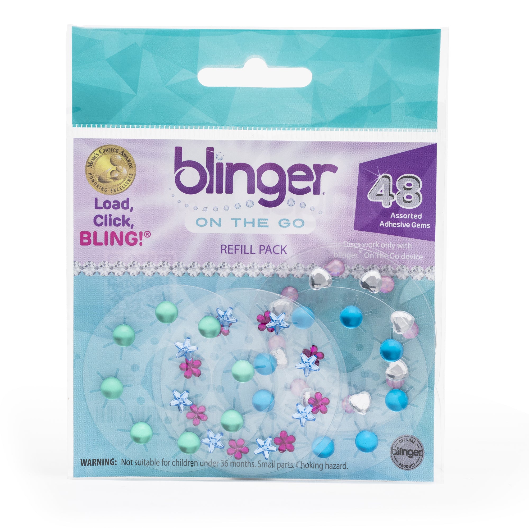 blinger® Mini (On the Go) Refill Pack with 48 Colorful Hair-Safe Gems