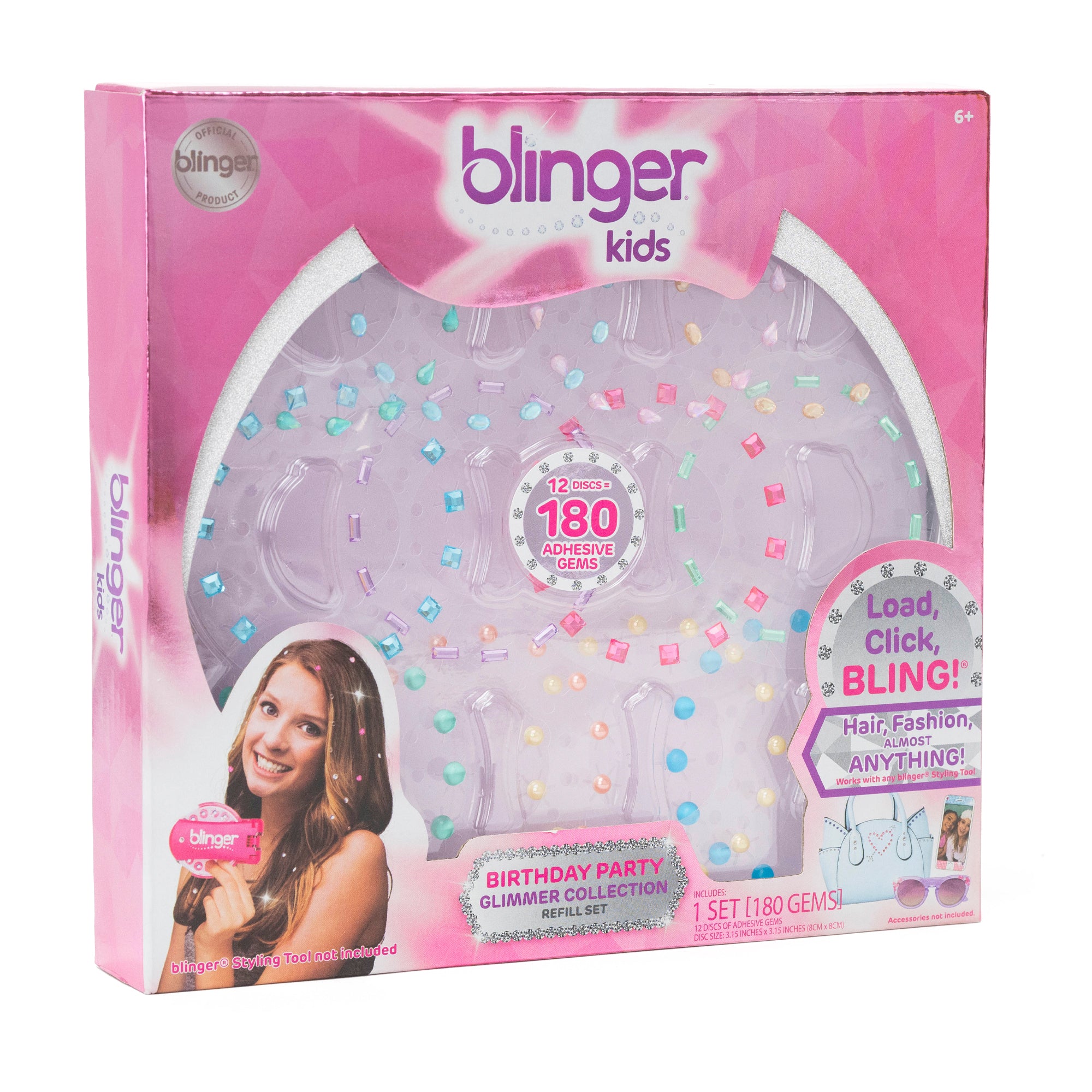 blinger® Glimmer Collection Refill Set with 180 Colorful Acrylic Rhinestones