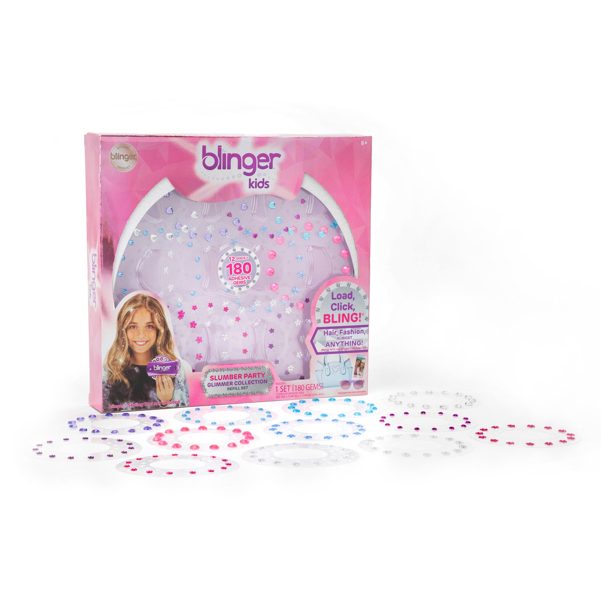 blinger® Glimmer Collection Refill Set with 180 Colorful Acrylic Rhinestones