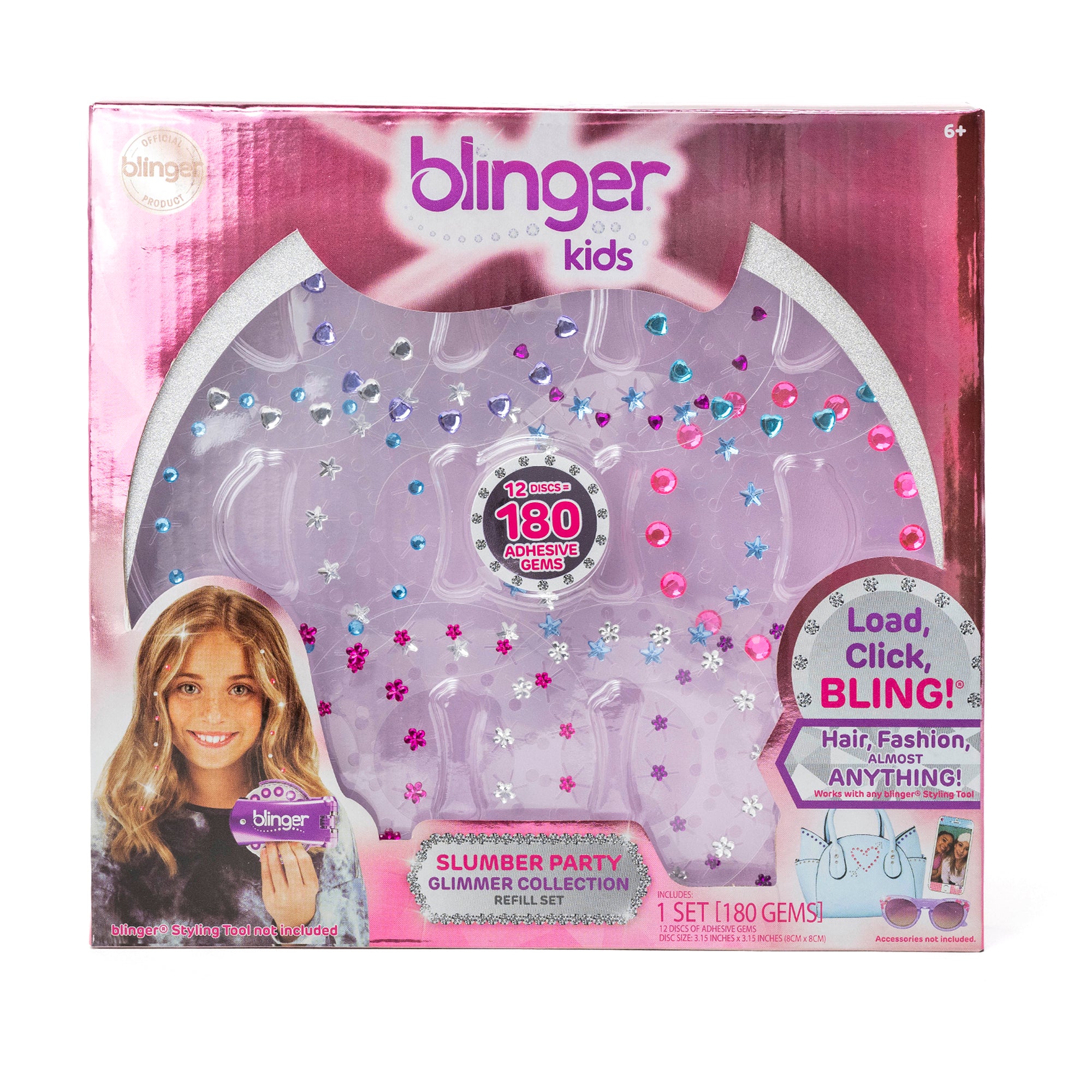 blinger® Glimmer Collection Refill Set with 180 Colorful Acrylic Rhinestones