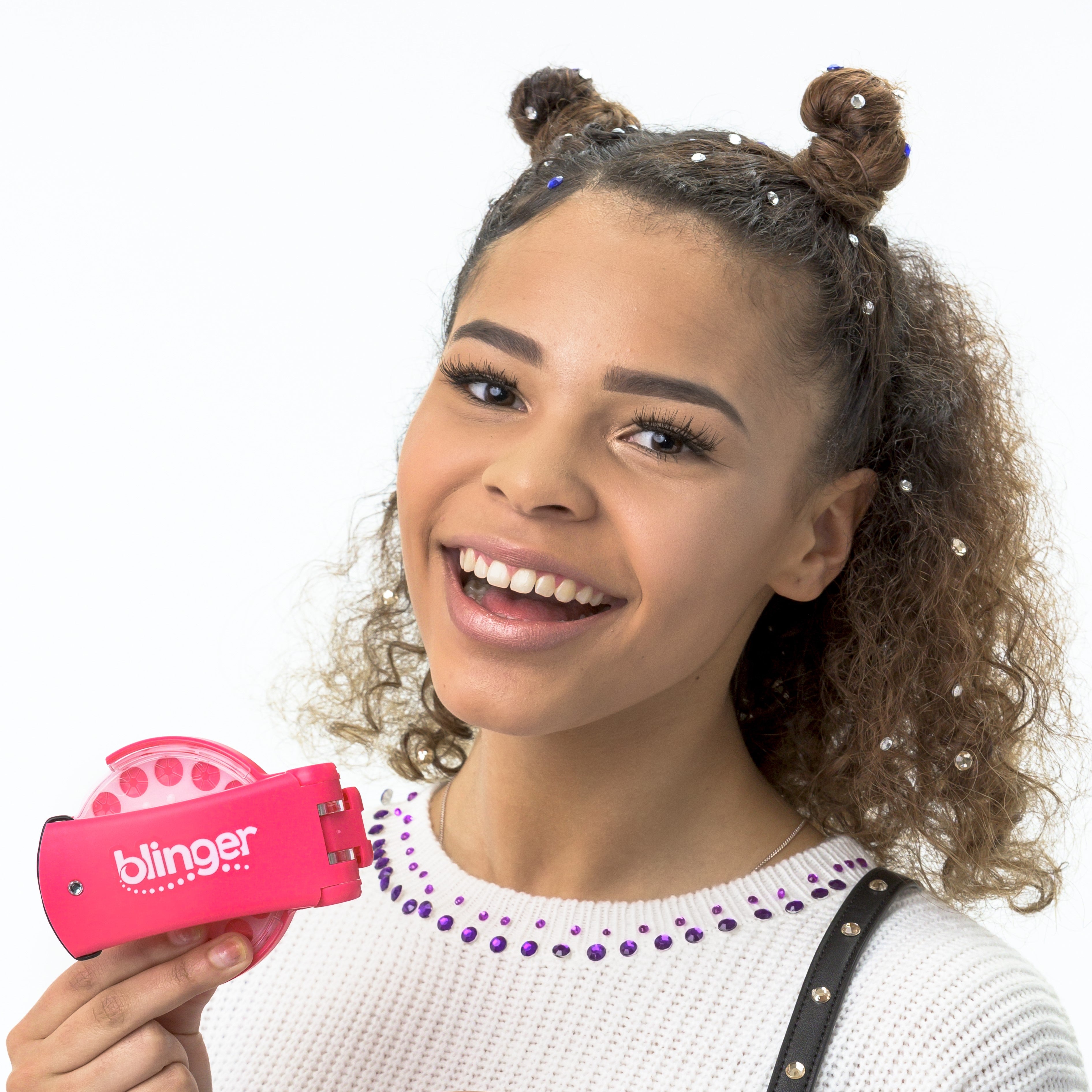 blinger® Dazzling Collection Starter Kit with blinger® Gem Stamper + 75 Colorful Hair-Safe Gems