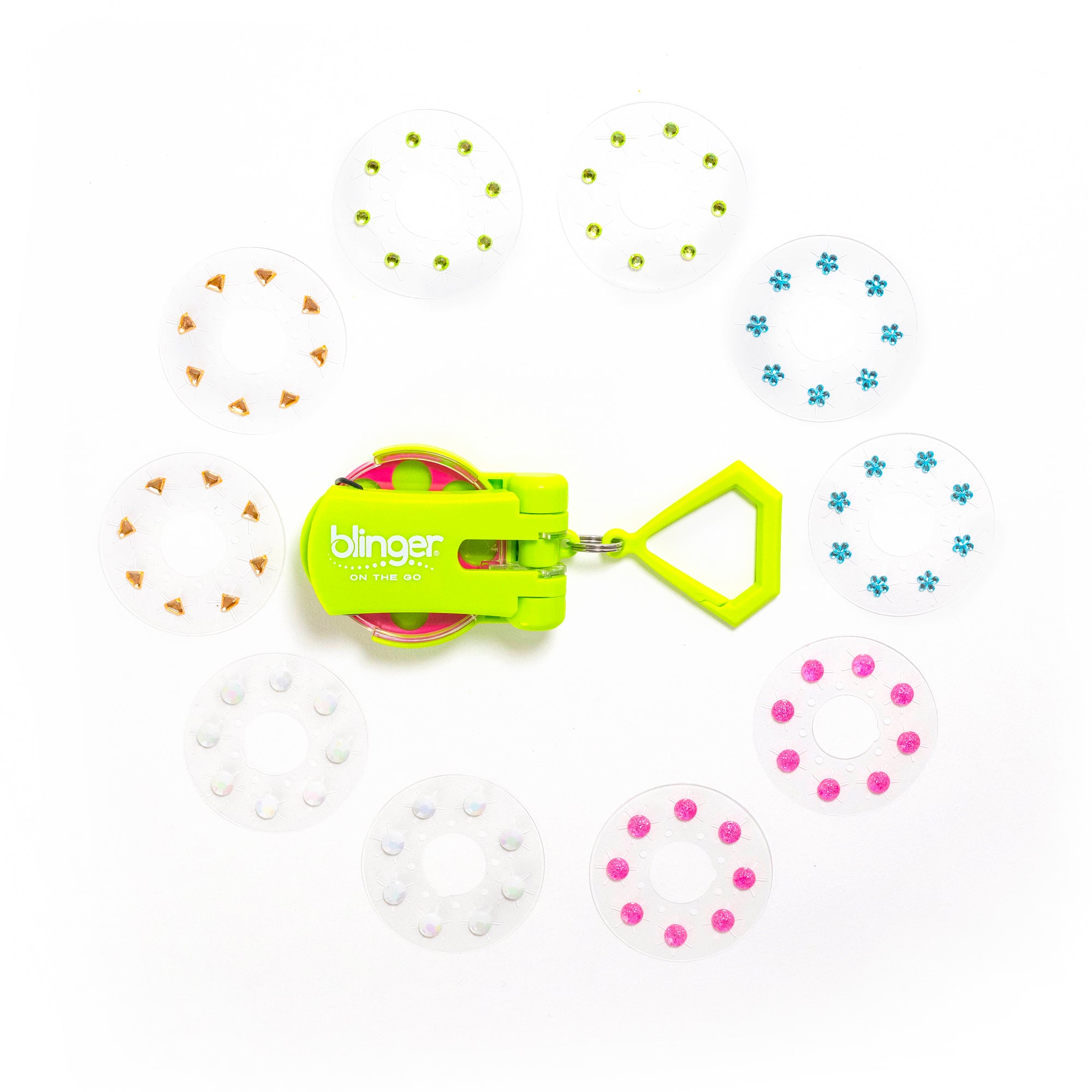 blinger® mini (On The Go) Starter Kit with blinger® mini Gem Stamper + 80 Colorful Hair-Safe Gems
