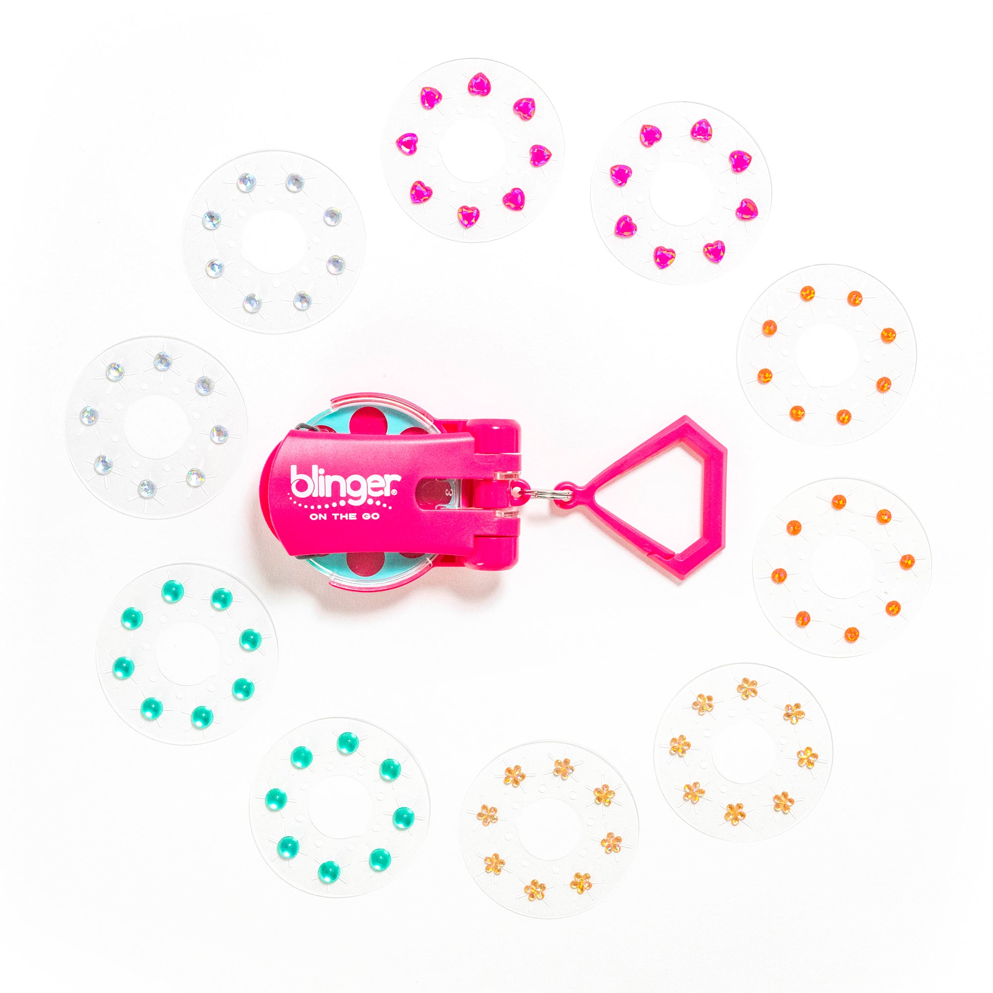 blinger® mini (On The Go) Starter Kit with blinger® mini Gem Stamper + 80 Colorful Hair-Safe Gems