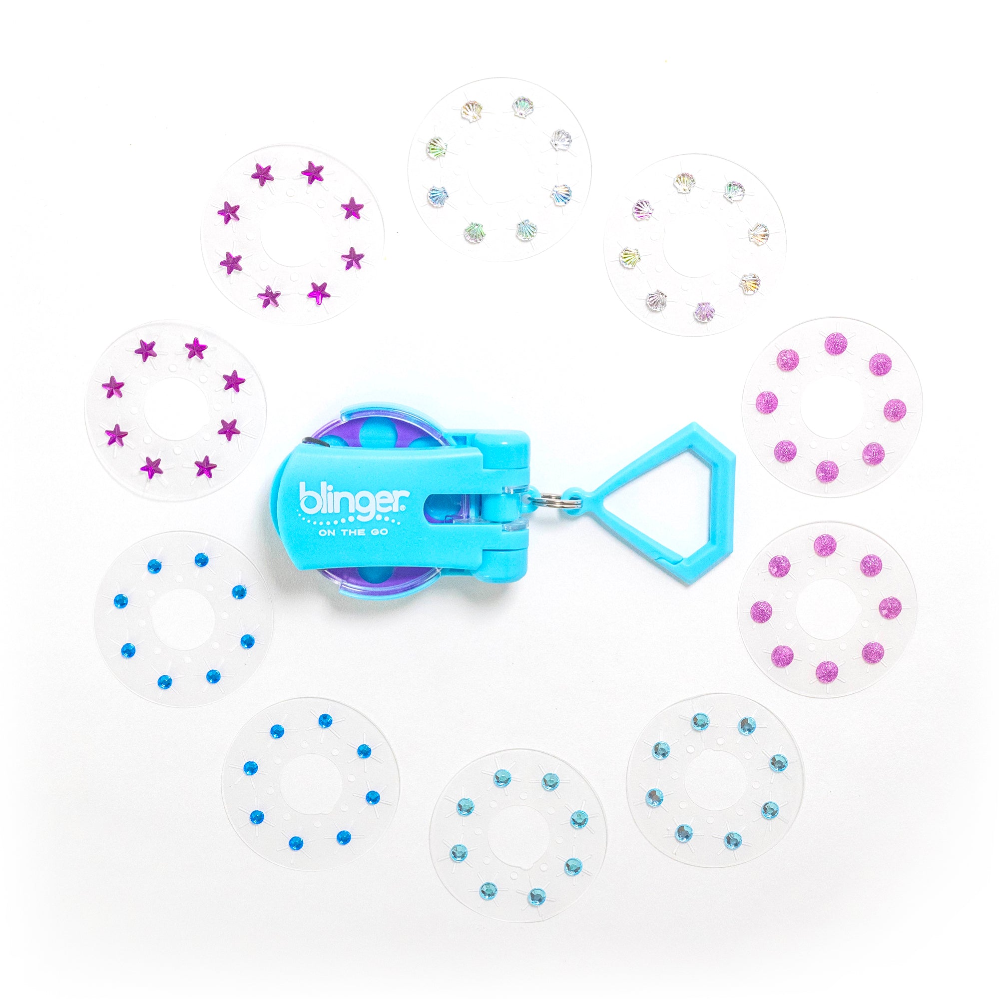 blinger® mini (On The Go) Starter Kit with blinger® mini Gem Stamper + 80 Colorful Hair-Safe Gems
