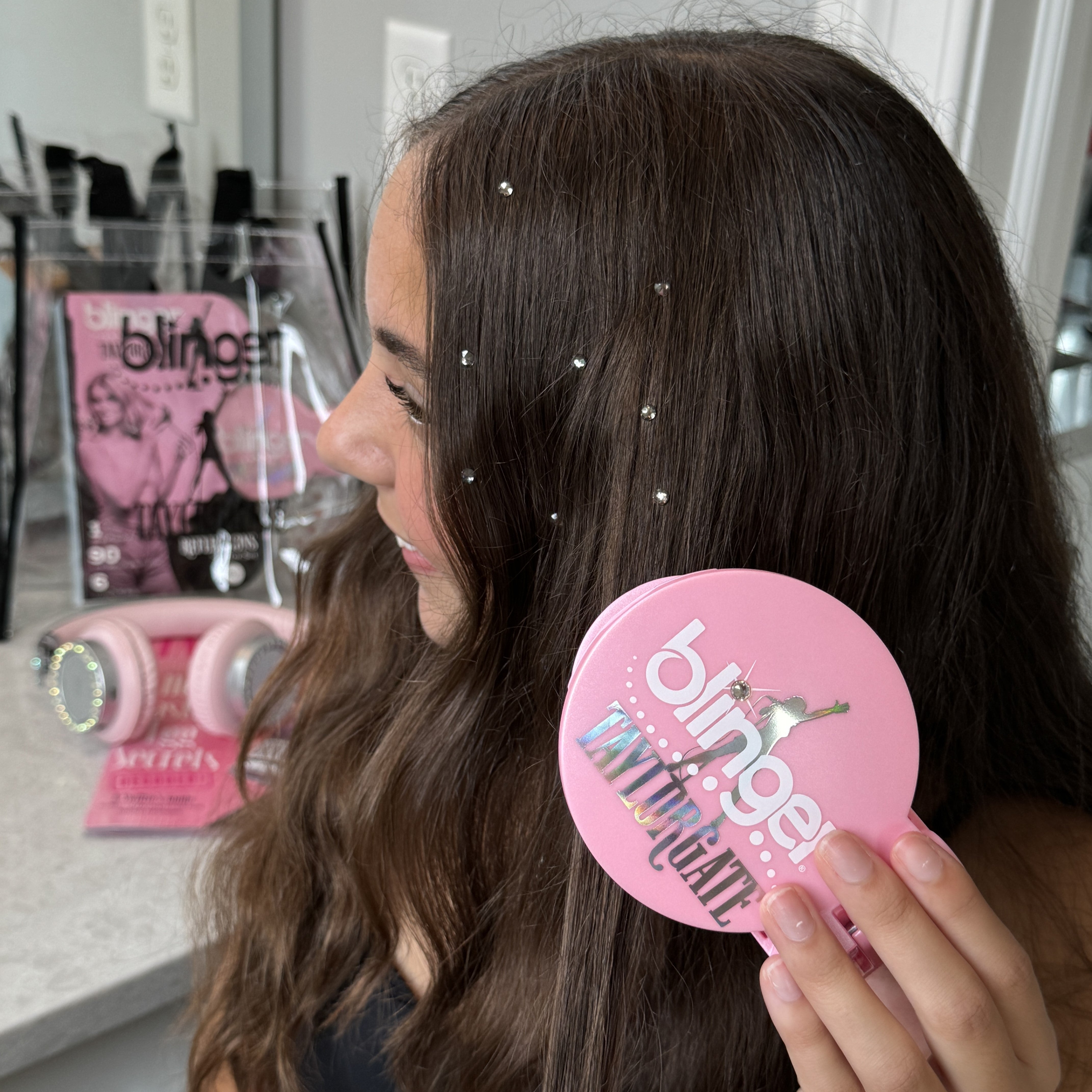 blinger® Limited Edition Reflections Starter Set with blinger® Styling Tool + 90 Precision-Cut Glass Crystals