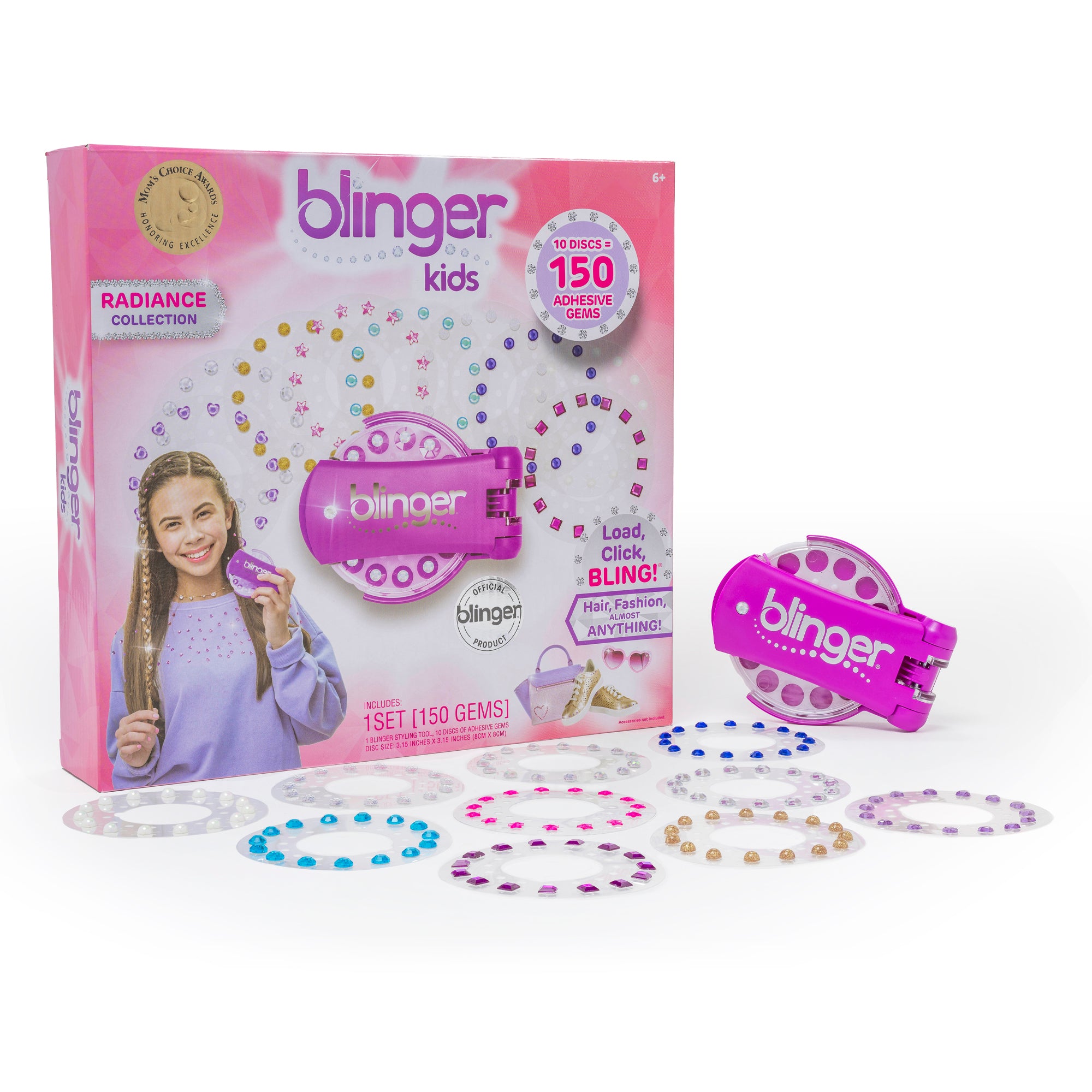 blinger® Radiance Collection Starter Kit with blinger® Gem Stamper (Magenta) + 150 Colorful Acrylic Gems