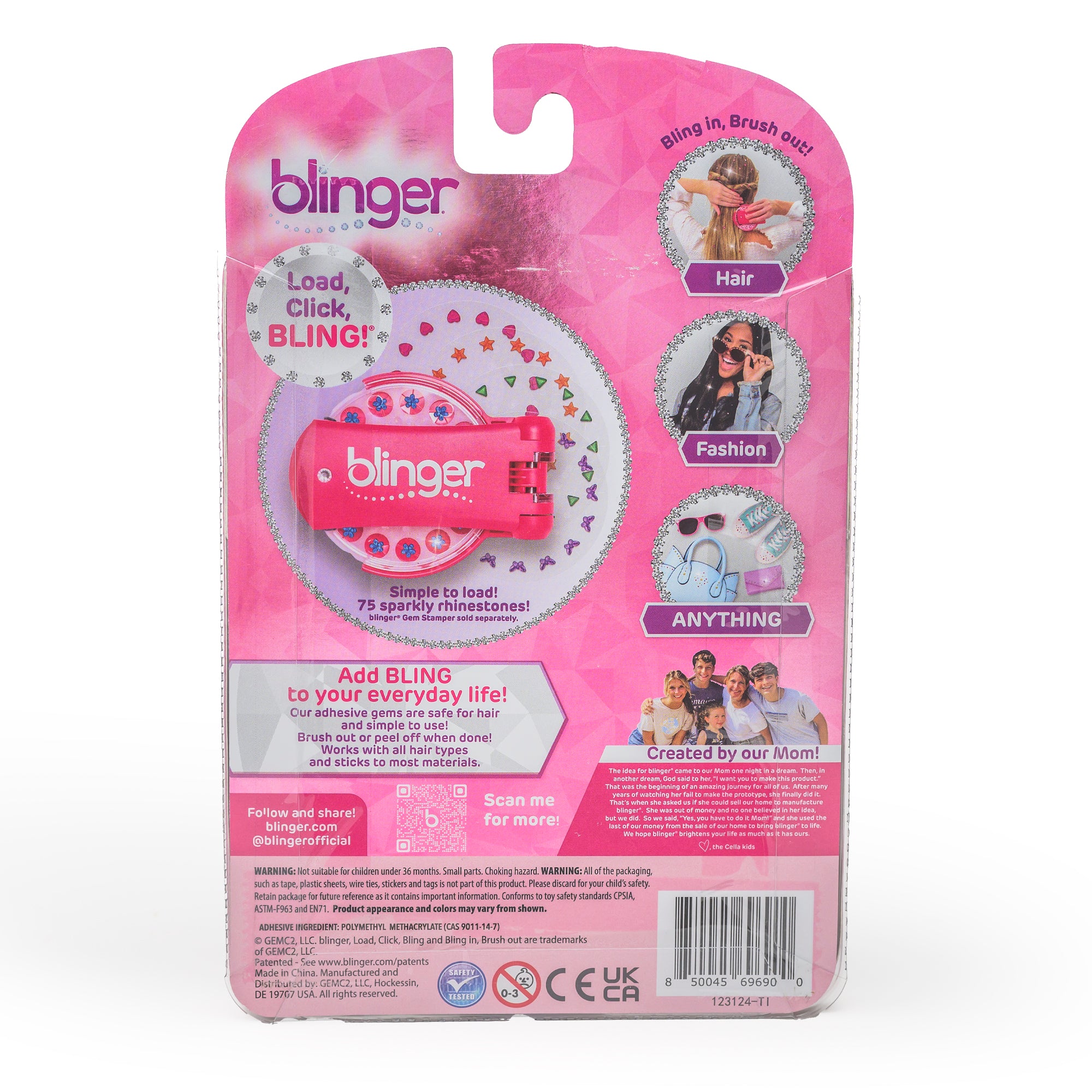 blinger® Sparkle Collection Refill Pack with 75 Colorful Acrylic Rhinestones