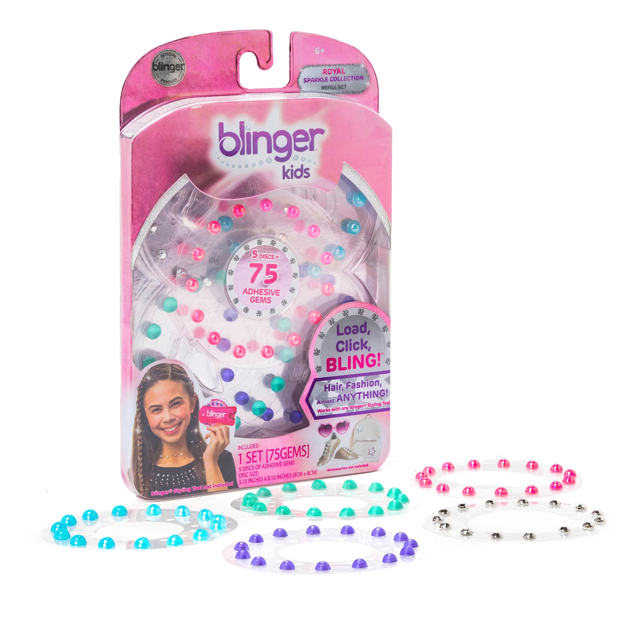 blinger® Sparkle Collection Refill Pack with 75 Colorful Acrylic Rhinestones