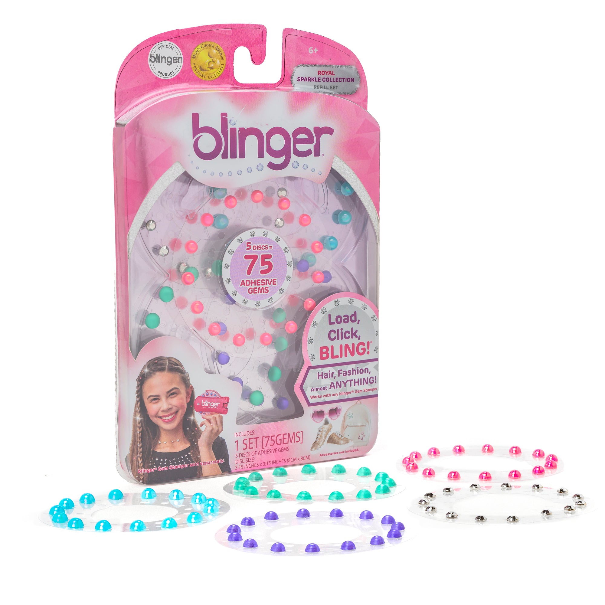 blinger® Sparkle Collection Refill Pack with 75 Colorful Acrylic Rhinestones