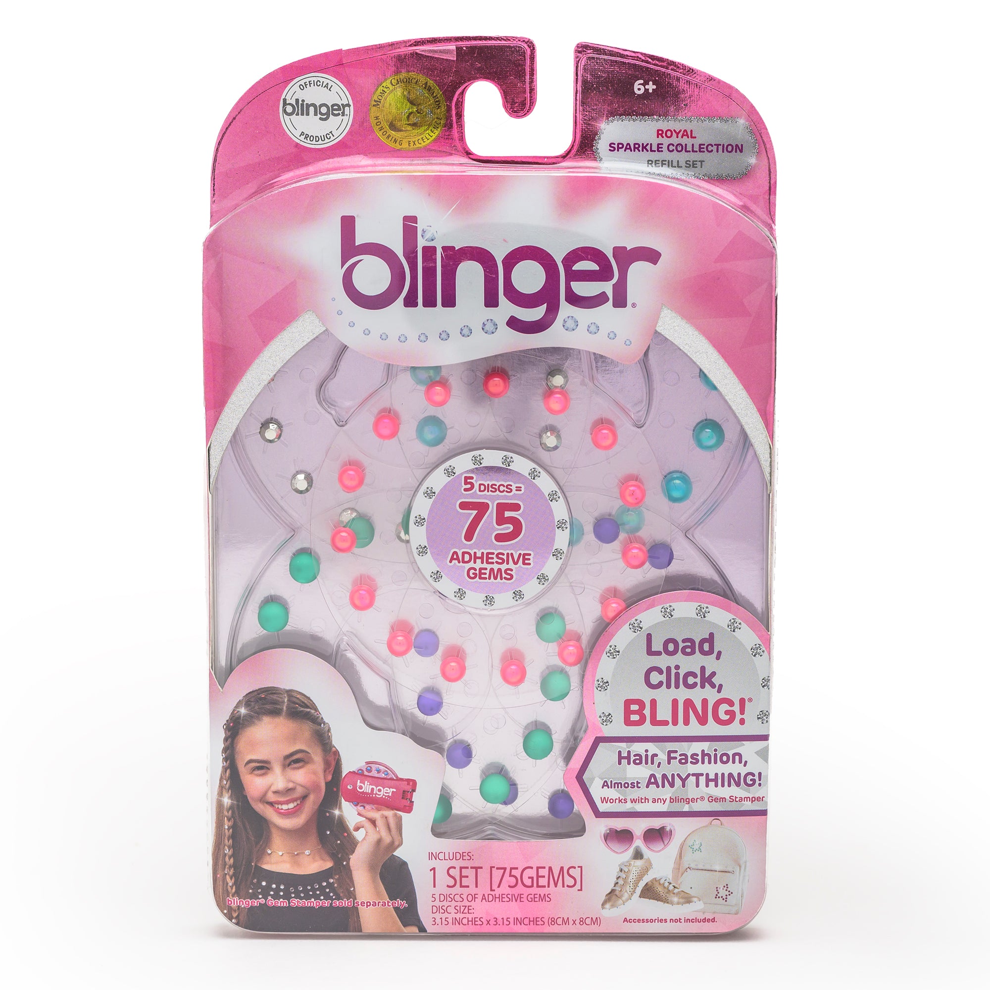 blinger® Sparkle Collection Refill Pack with 75 Colorful Acrylic Rhinestones