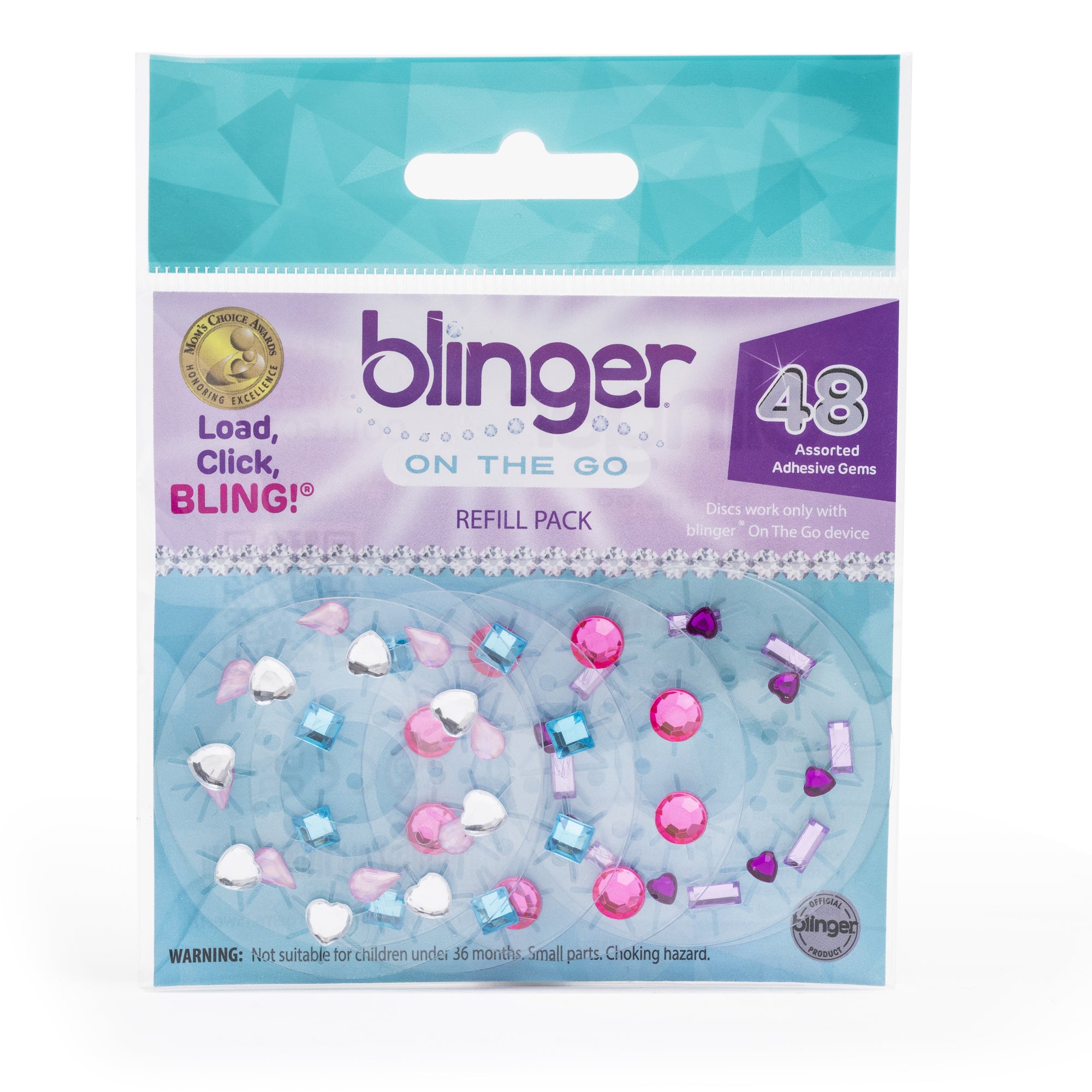 blinger® On The Go (Mini) Refill Pack with 48 Colorful Acrylic Rhinestones
