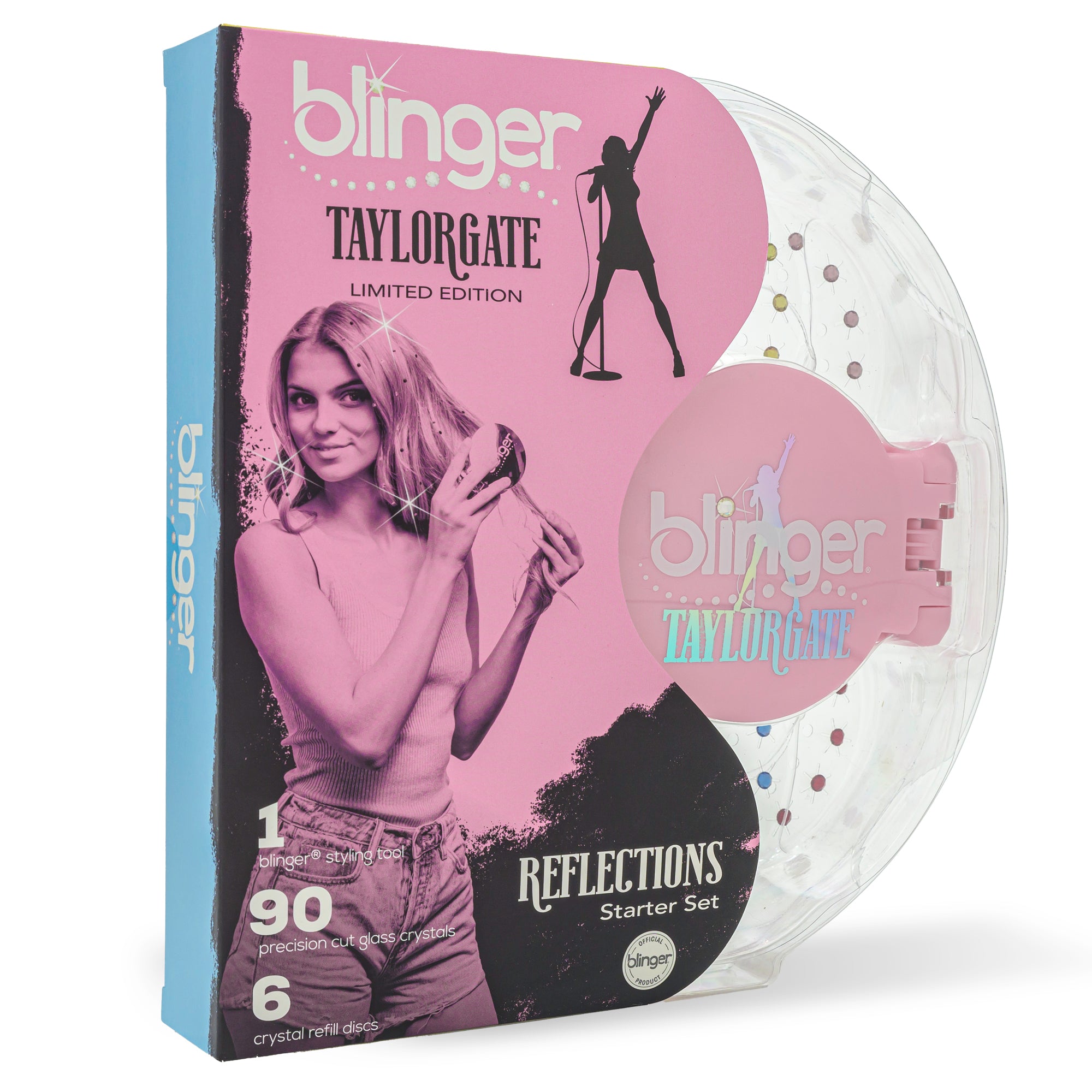 blinger® Limited Edition Reflections Starter Set with blinger® Styling Tool + 90 Precision-Cut Glass Crystals