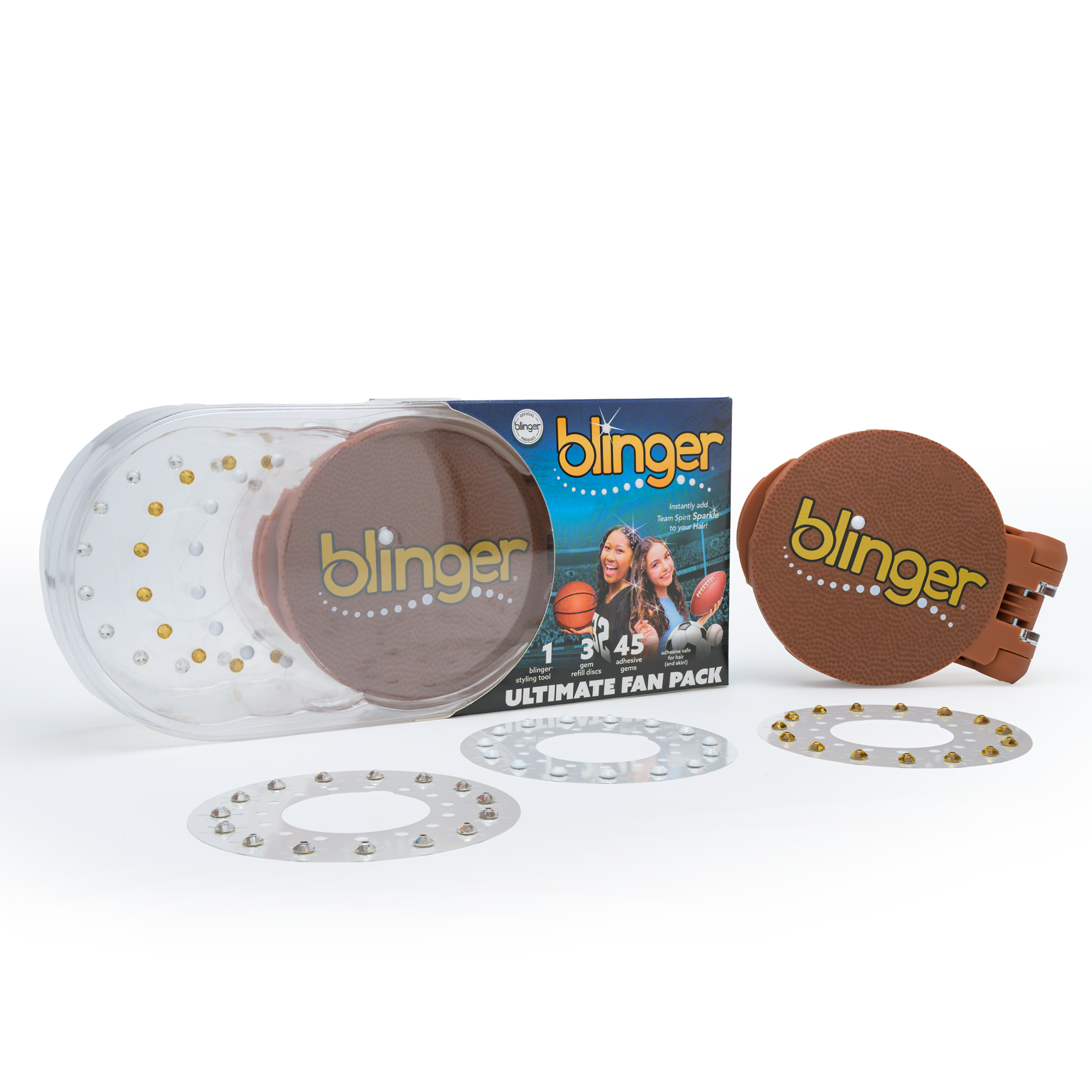 blinger® Ultimate Fan Starter Pack with blinger Styling Tool + 45 Precision-Cut Glass Crystals
