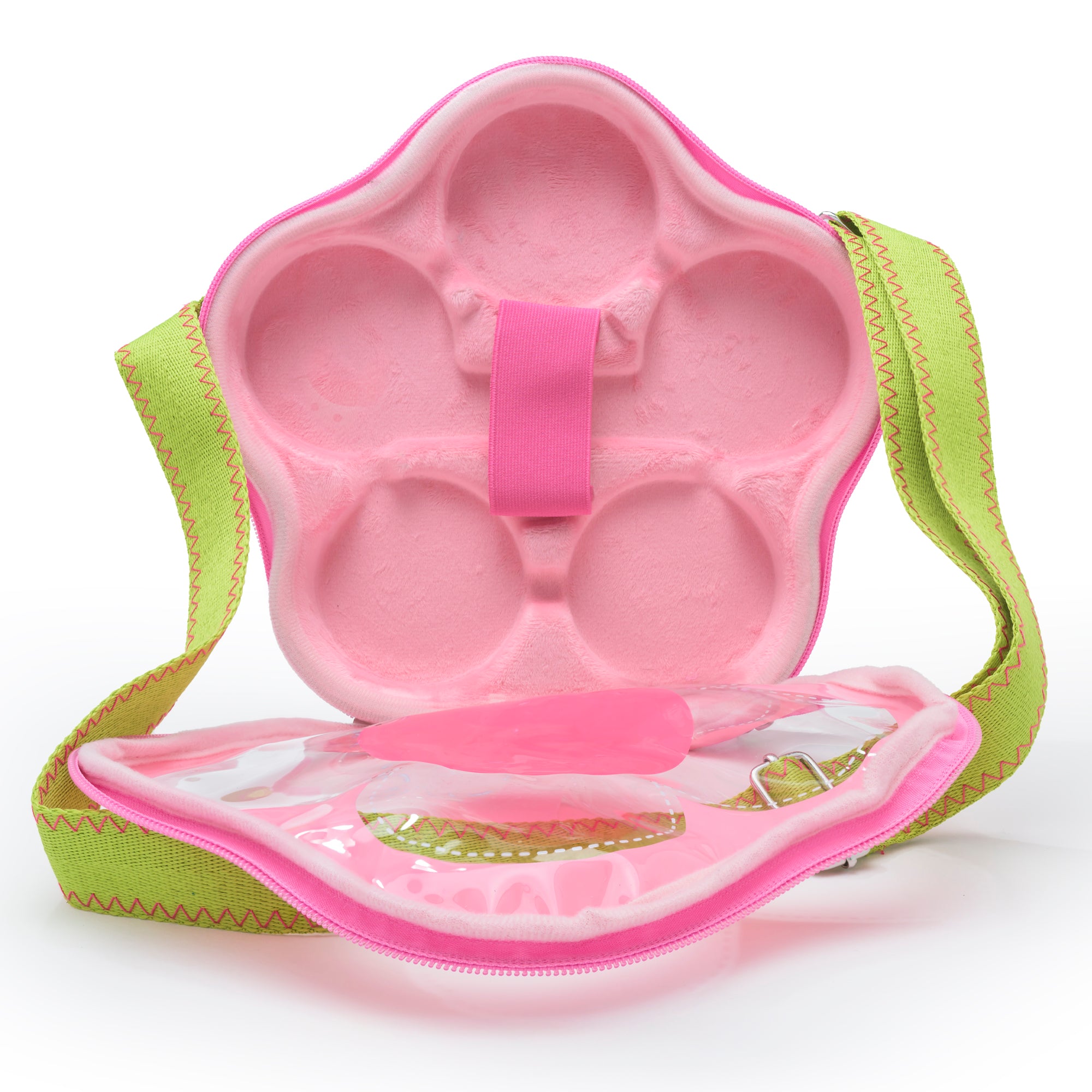 blinger® Flower Carry Case with Pink and Green Gems (75 Gems) - the perfect way to organize your blinger® Gem Stamper and gems