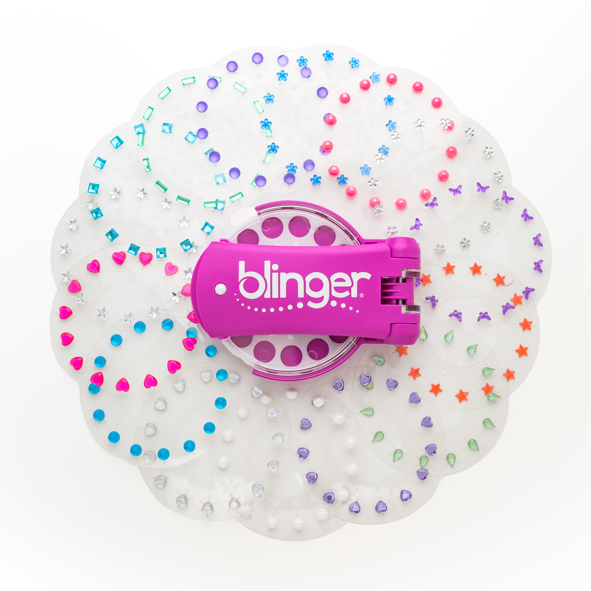 blinger® Glam Collection Starter Kit with blinger® Gem Stamper + 225 Colorful Hair-Safe Rhinestones