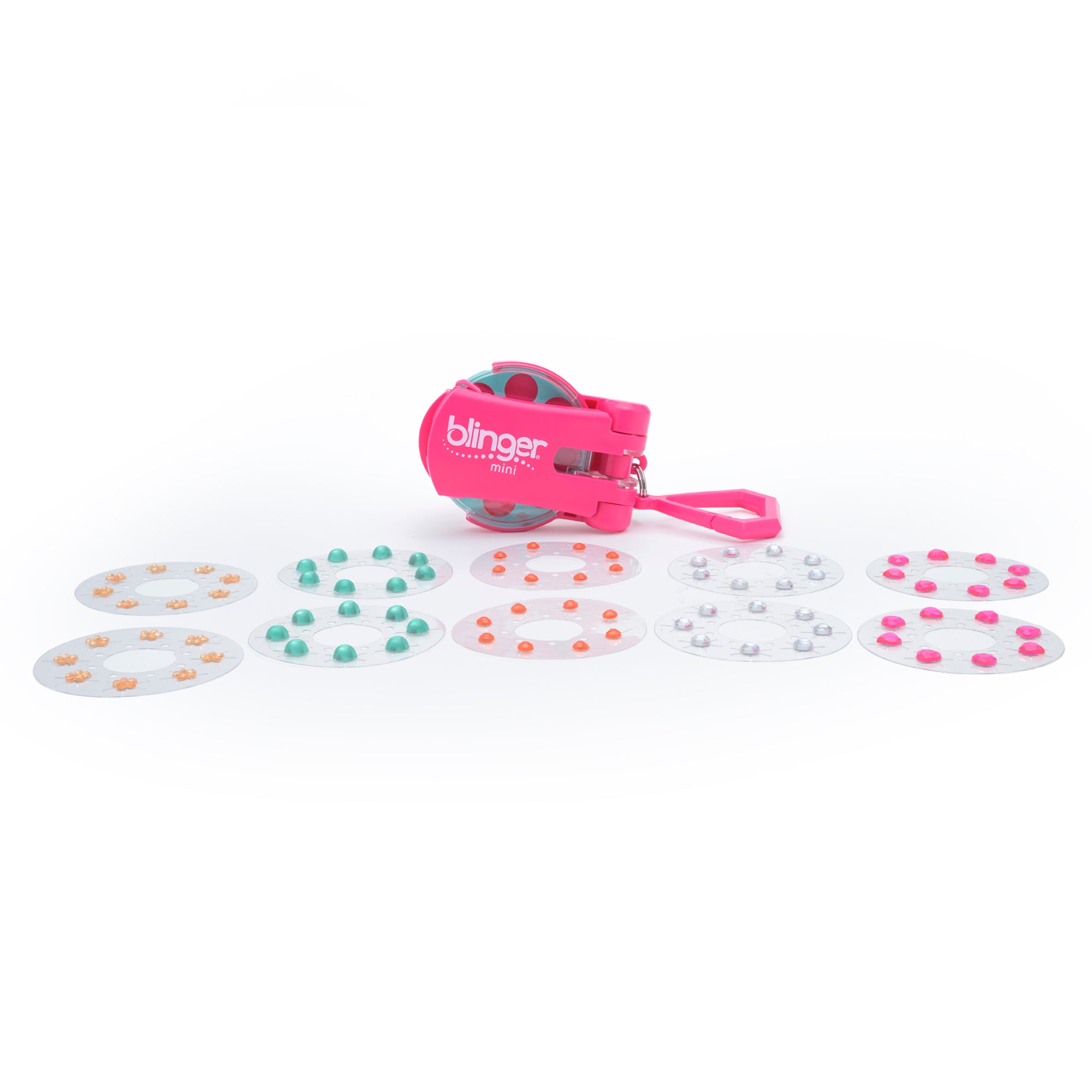 blinger® mini (On The Go) Starter Kit with blinger® mini Gem Stamper + 80 Colorful Hair-Safe Gems