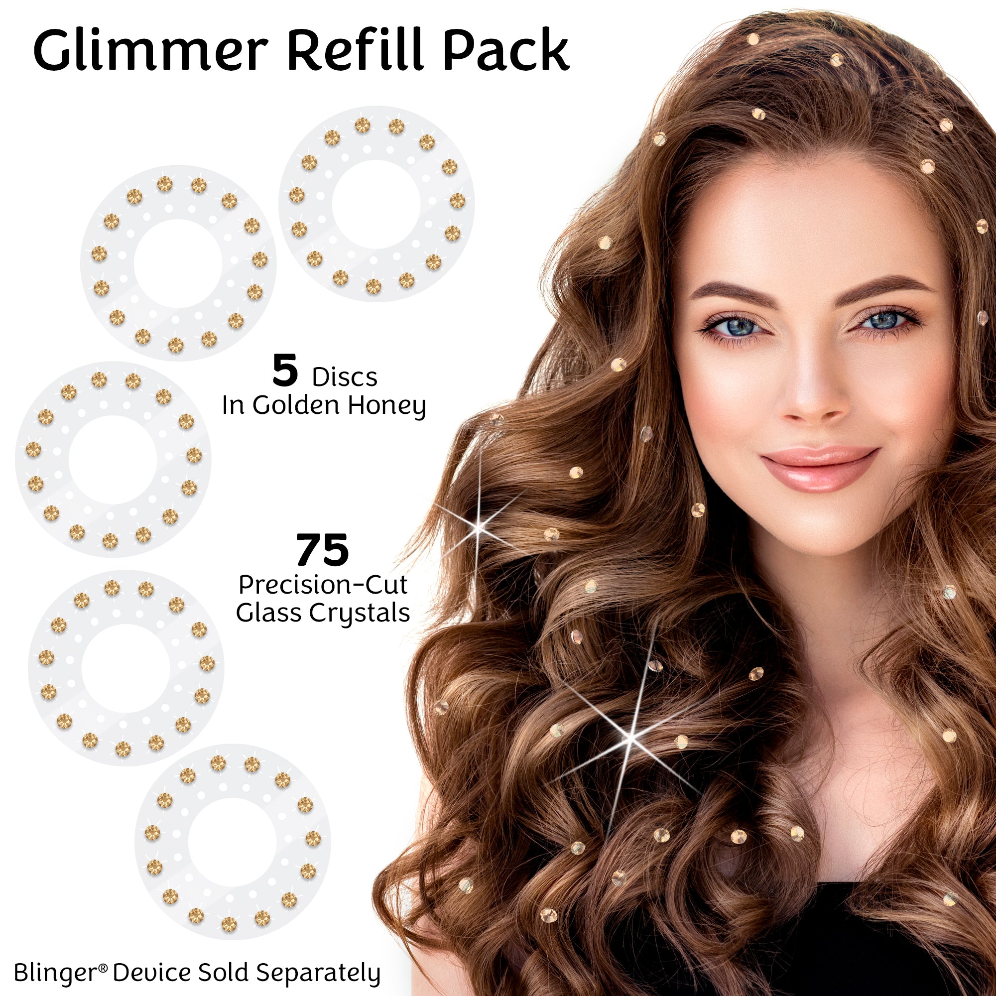 blinger® Shimmer Crystal Refill Pack with 75 Precision-Cut Crystals in a Travel Case