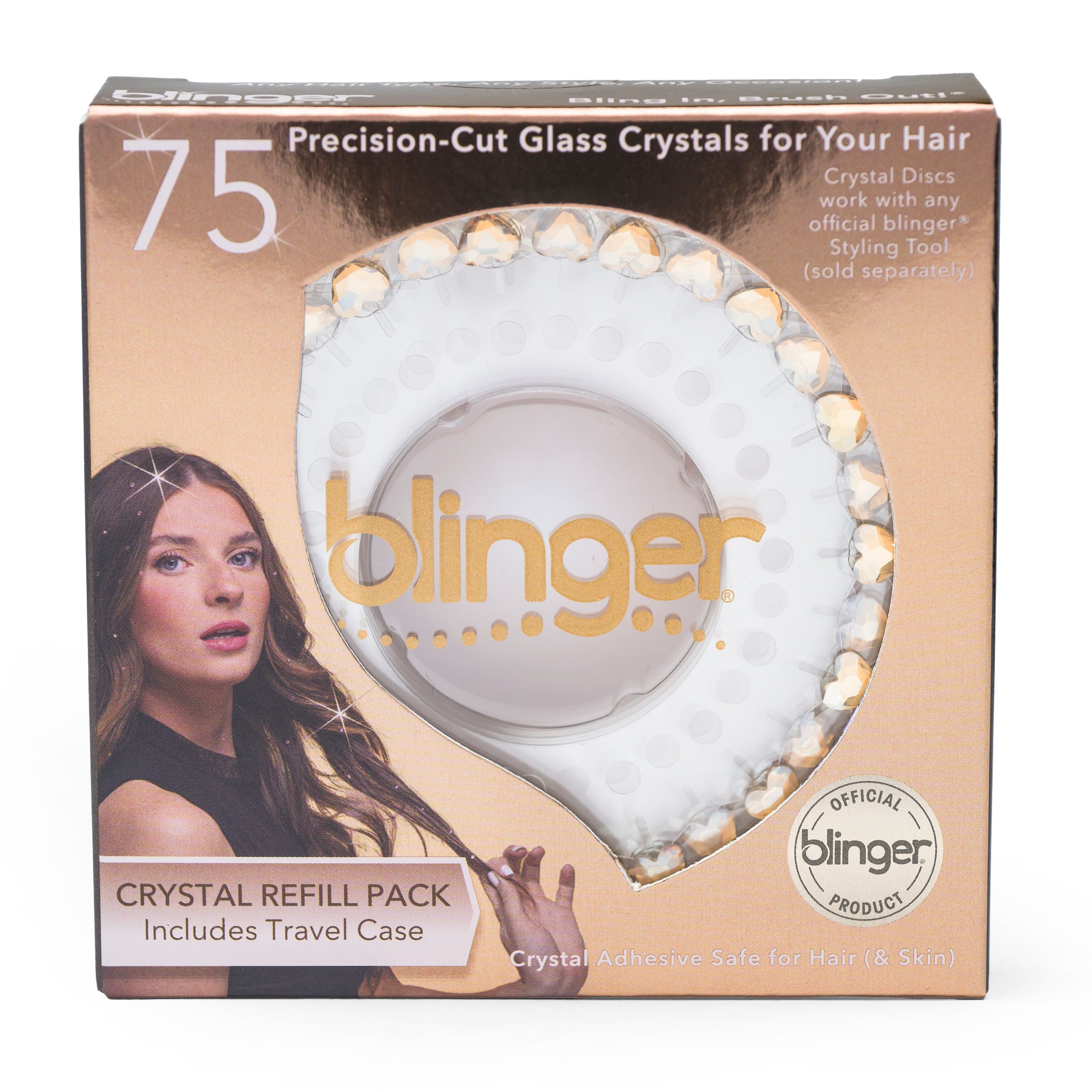 blinger® Deluxe Crystal Refill Pack with 75 Deluxe Precision-Cut Crystals in a Travel Case