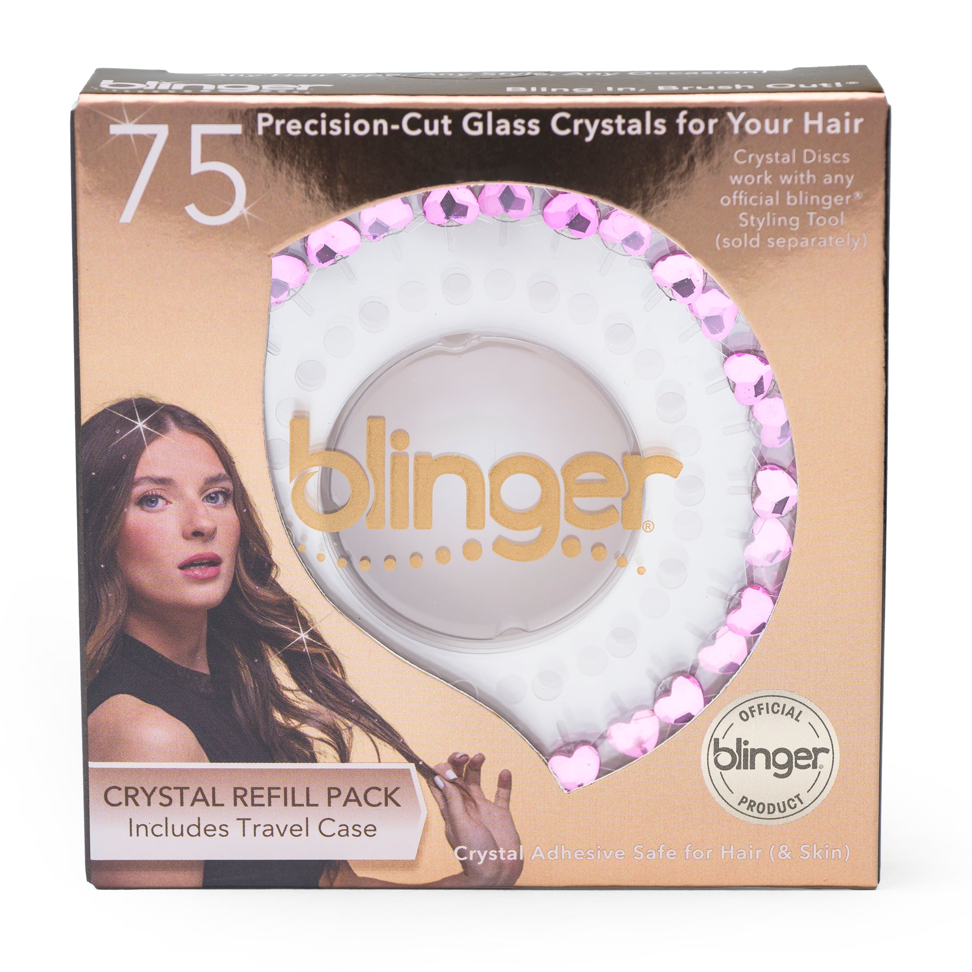 blinger® Deluxe Crystal Refill Pack with 75 Deluxe Precision-Cut Crystals in a Travel Case