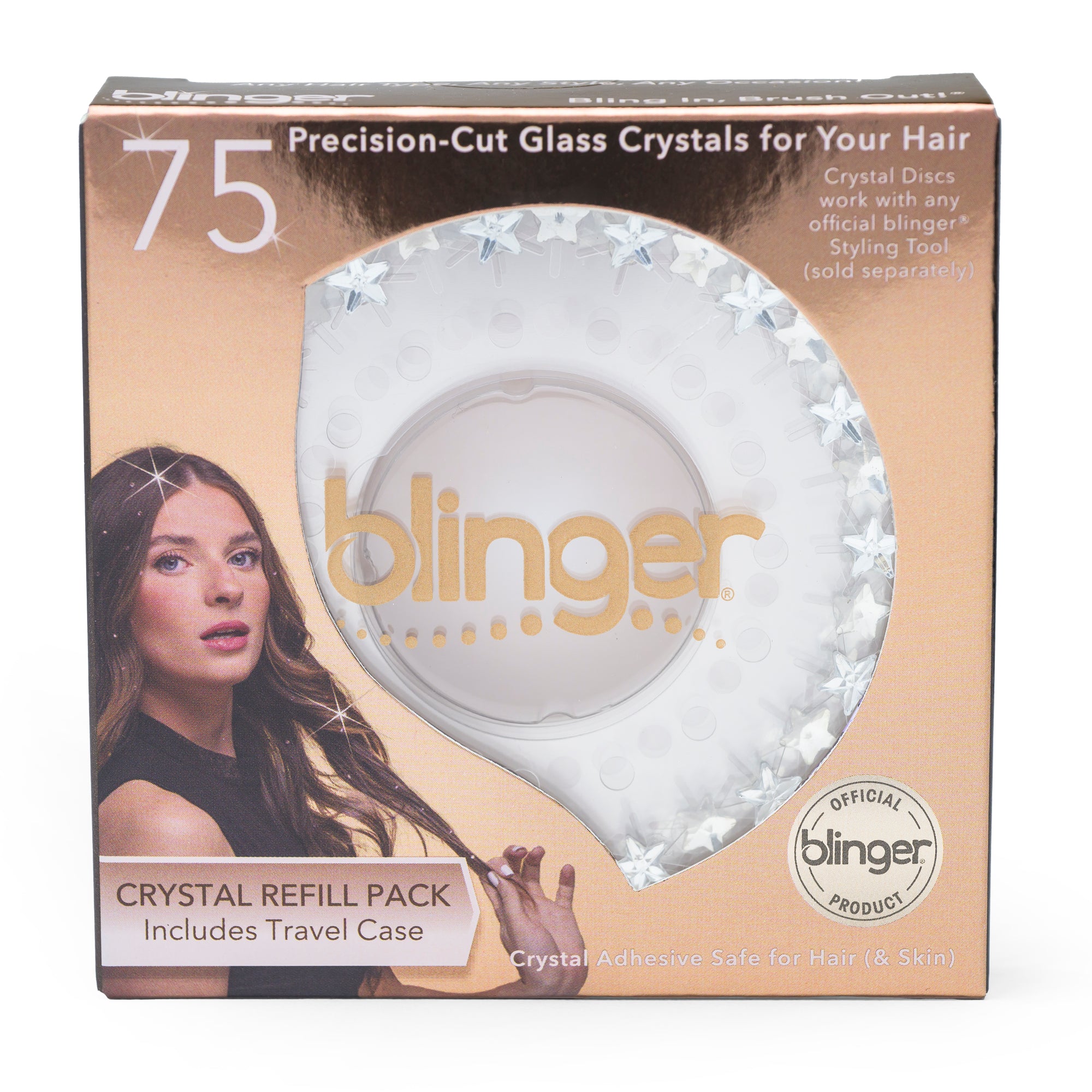 blinger® Deluxe Crystal Refill Pack with 75 Deluxe Precision-Cut Crystals in a Travel Case