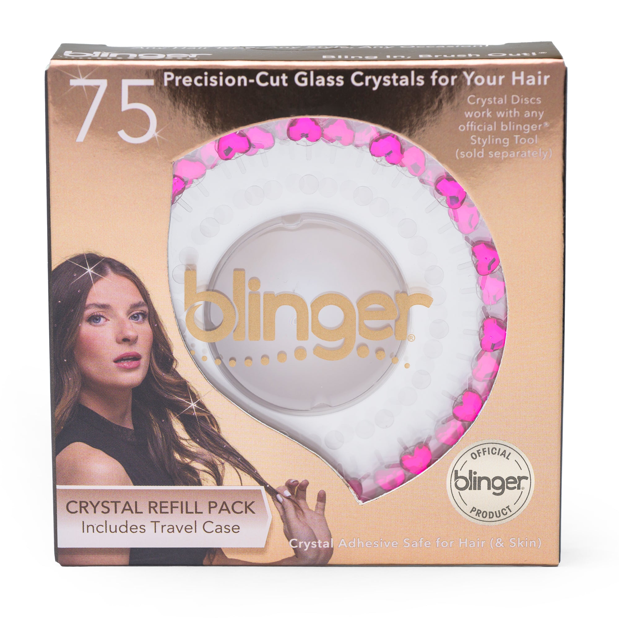 blinger® Deluxe Crystal Refill Pack with 75 Deluxe Precision-Cut Crystals in a Travel Case
