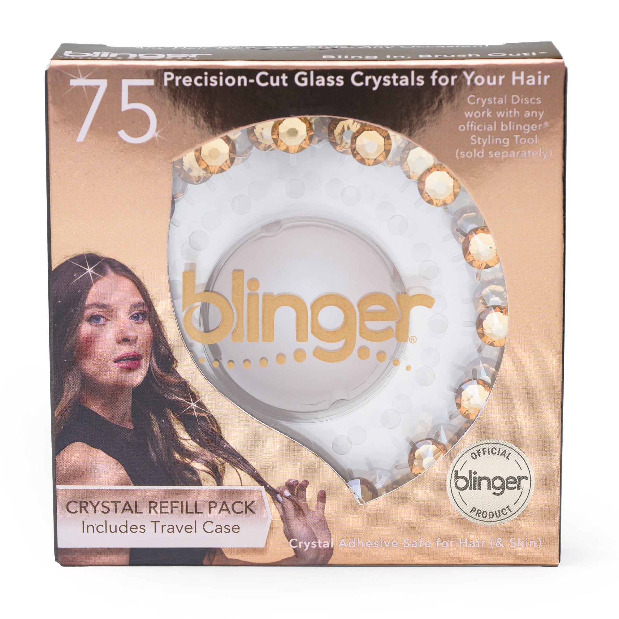 blinger® Shimmer Crystal Refill Pack with 75 Precision-Cut Crystals in a Travel Case