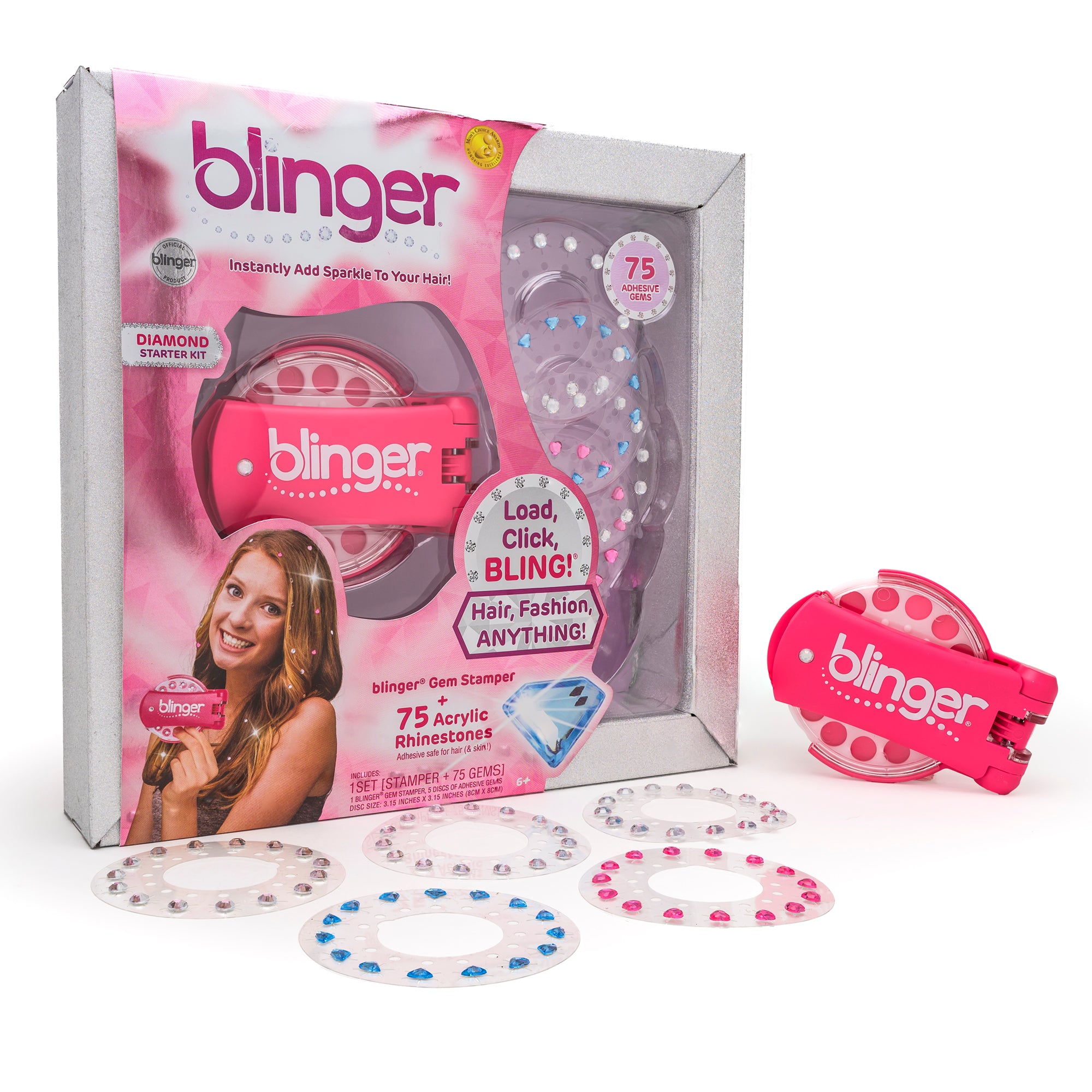 blinger® Diamond Collection Starter Kit with blinger® Gem Stamper + 75 Colorful Acrylic Rhinestones