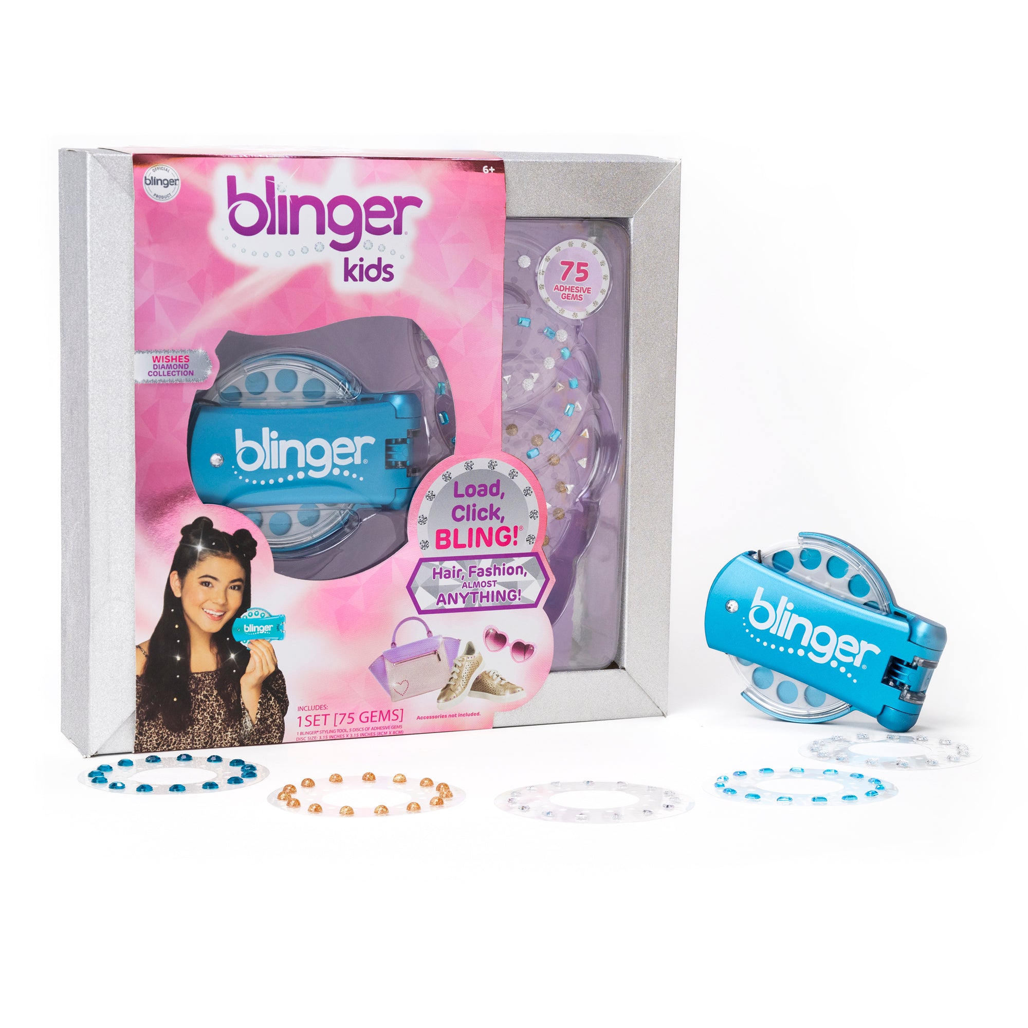 blinger® Diamond Collection Starter Kit with blinger® Gem Stamper + 75 Colorful Acrylic Rhinestones