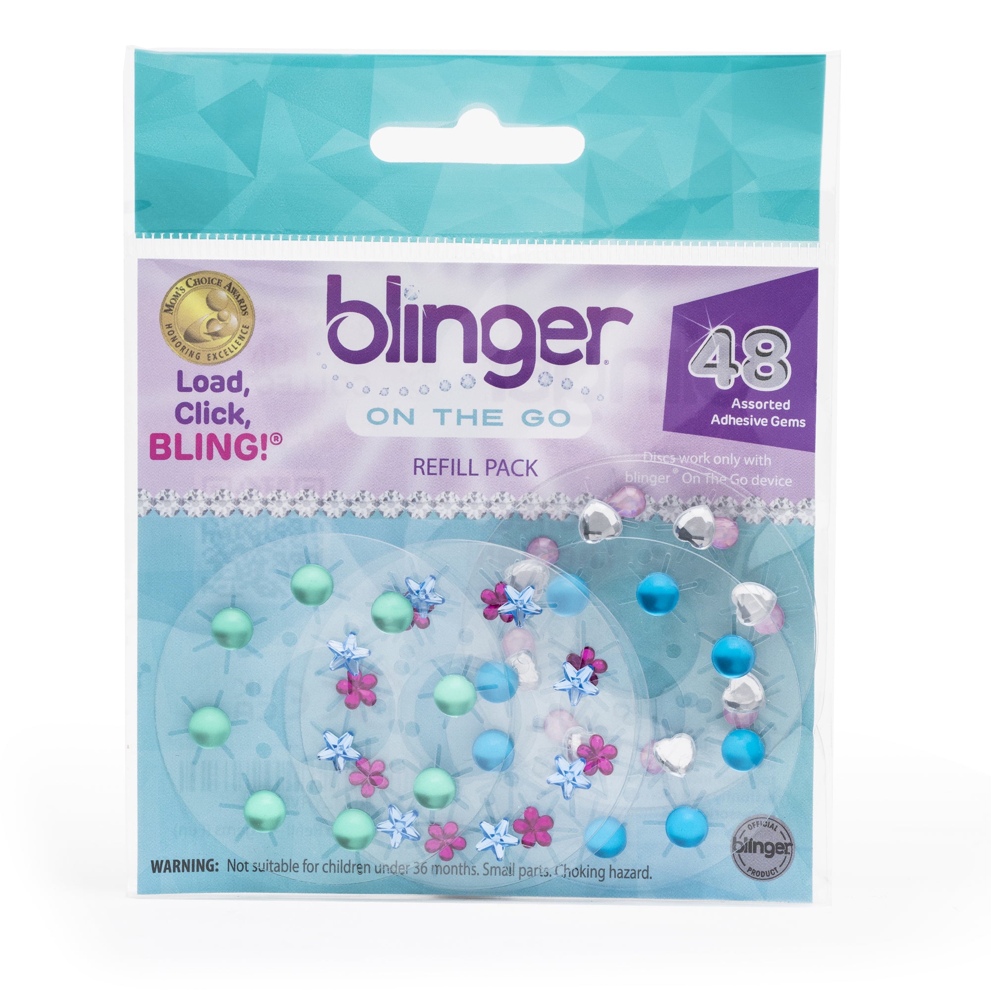blinger® On The Go (Mini) Refill Pack with 48 Colorful Acrylic Rhinest