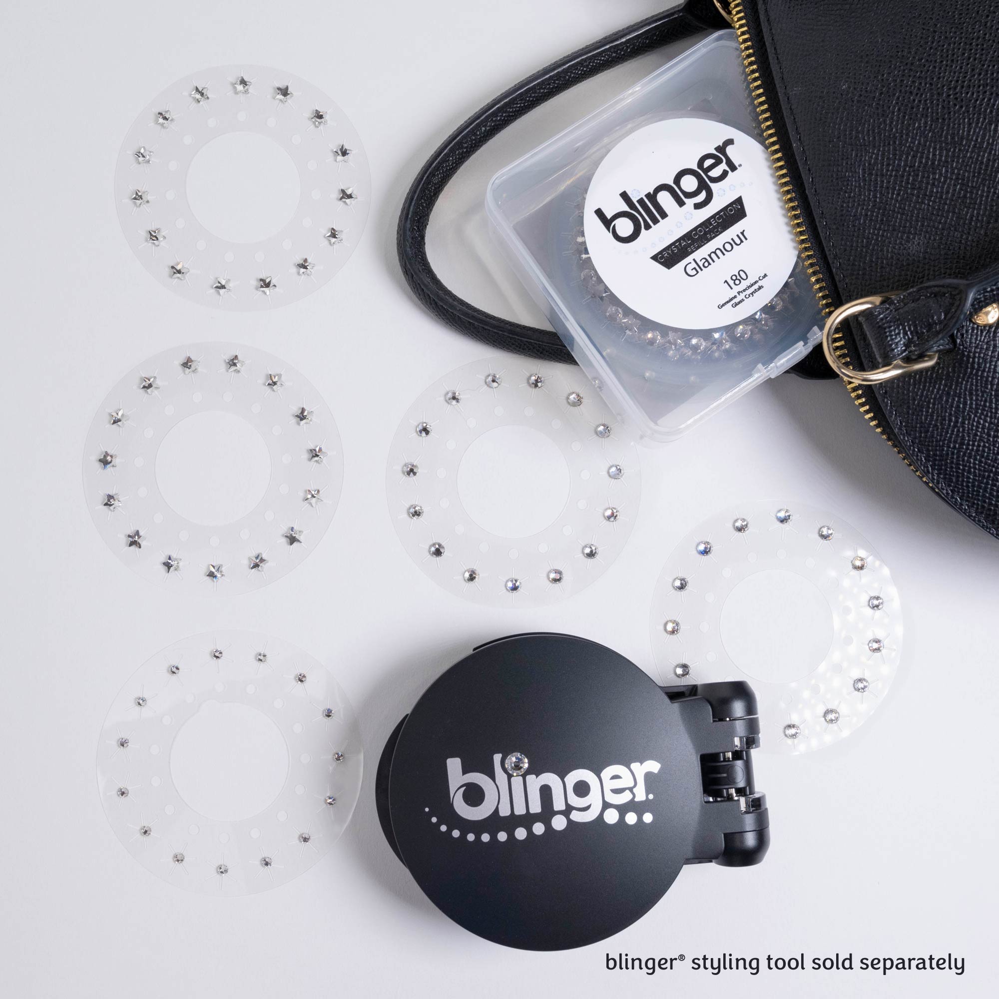 blinger Pro Series | Limited Edition Special – Bling Set with FREE blinger  Styling Tool + 225 Precision-Cut Glass Crystals + Vanity Storage Box 