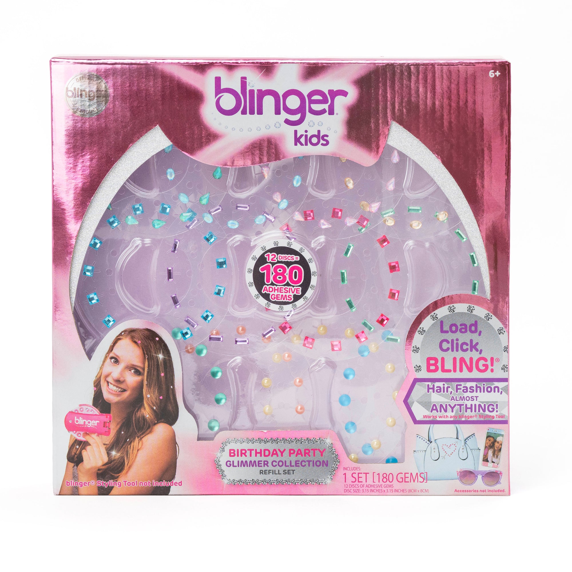 blinger Starter Kit, Women's Hair Styling Tool + 75 Precision-Cut Glass  Crystals, Bling Hair in Seconds! Bedazzling Multi-Faceted Gems, Hair-Safe  – Bling In Brush Out