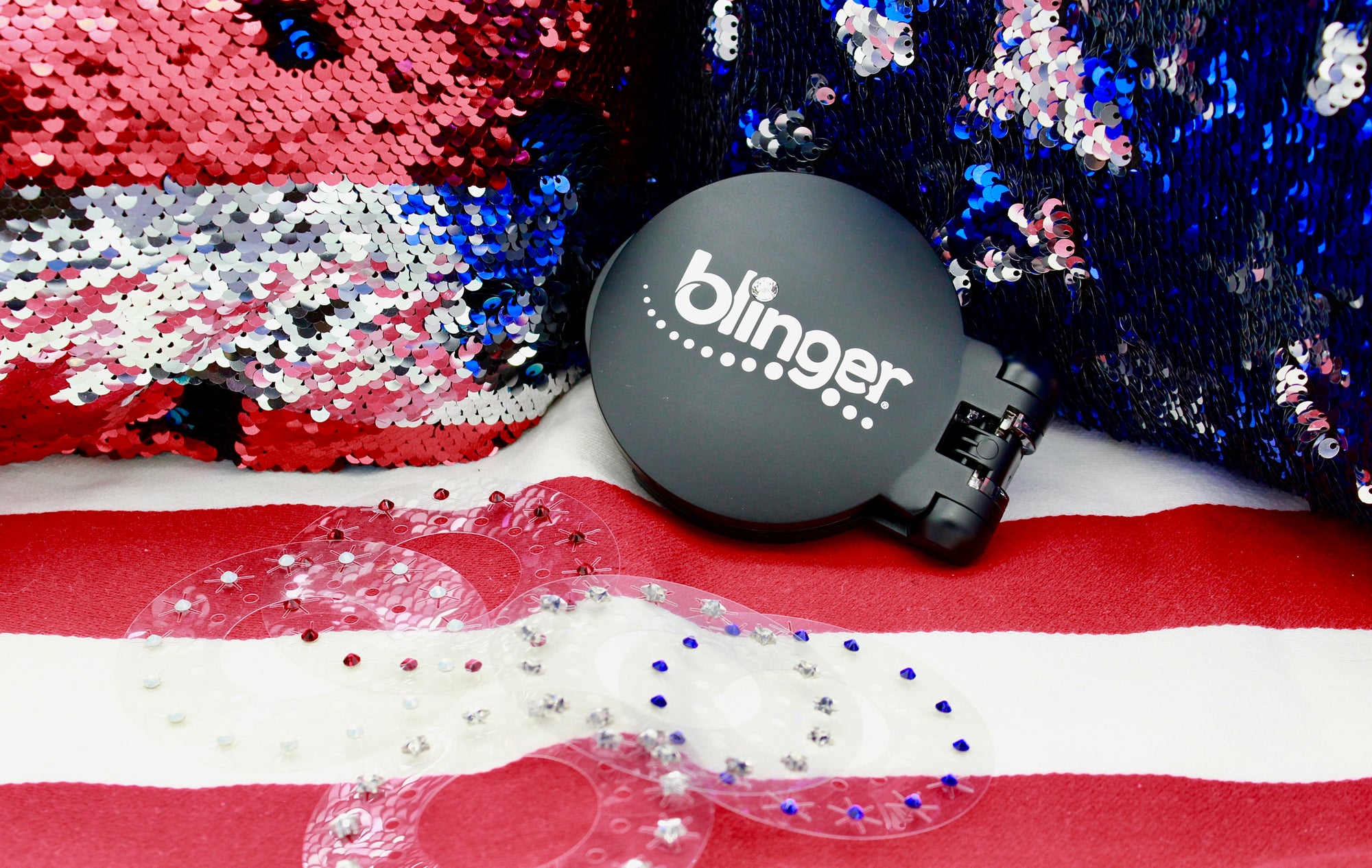 blinger® Pro Series | Limited Edition Stars & Stripes Starter Set with blinger® Styling Tool, 75 Crystals + FREE Vanity Box