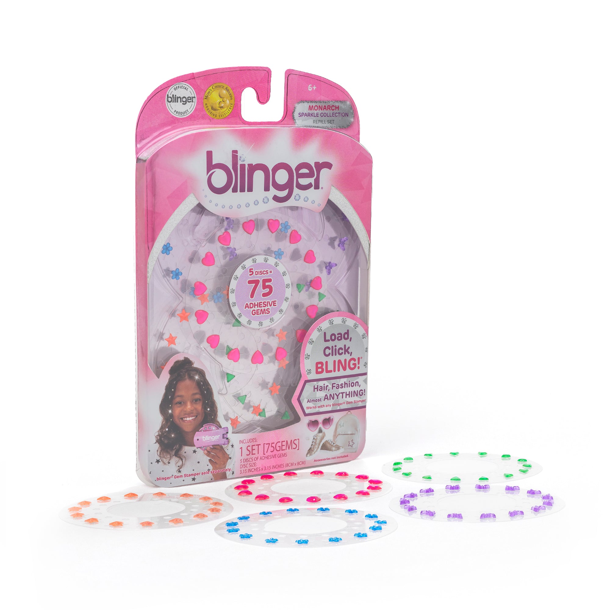 blinger® Sparkle Collection Refill Pack with 75 Colorful Acrylic Rhinestones