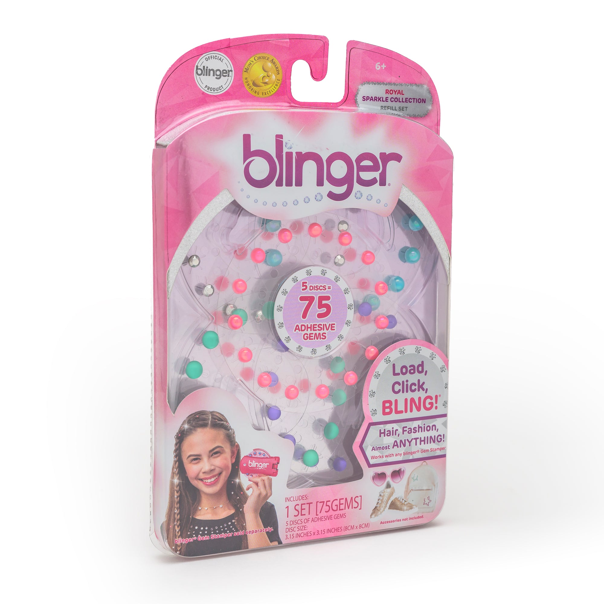 blinger® Sparkle Collection Refill Pack with 75 Colorful Acrylic Rhinestones