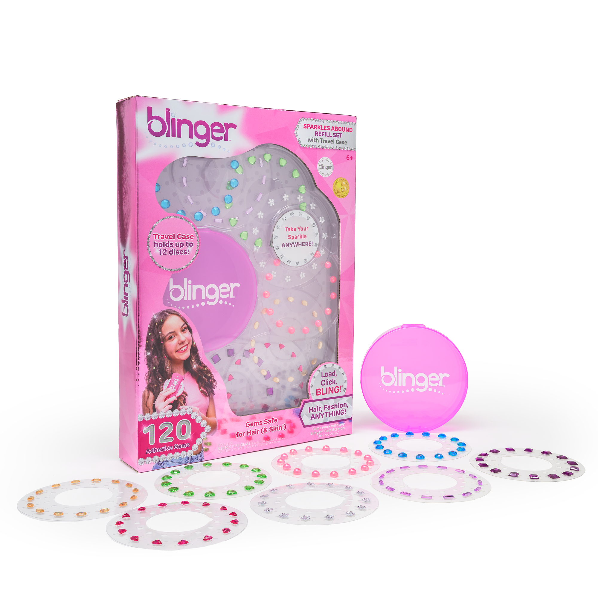blinger® Sparkles Abound 75 Colorful Hair-Safe Gems with Storage Container