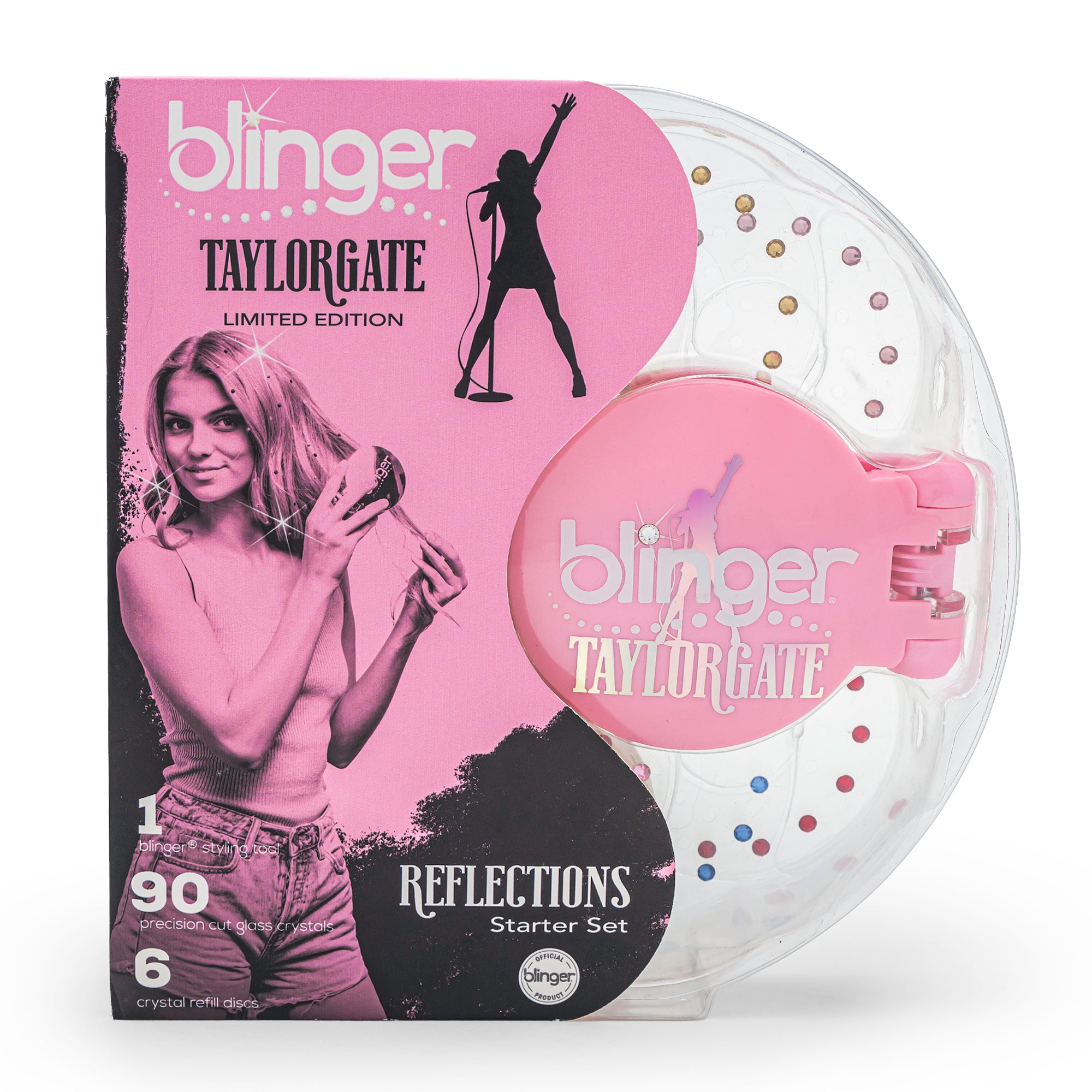 blinger® Limited Edition Taylorgate Reflections Starter Set with blinger® Styling Tool + 90 Precision-Cut Glass Crystals