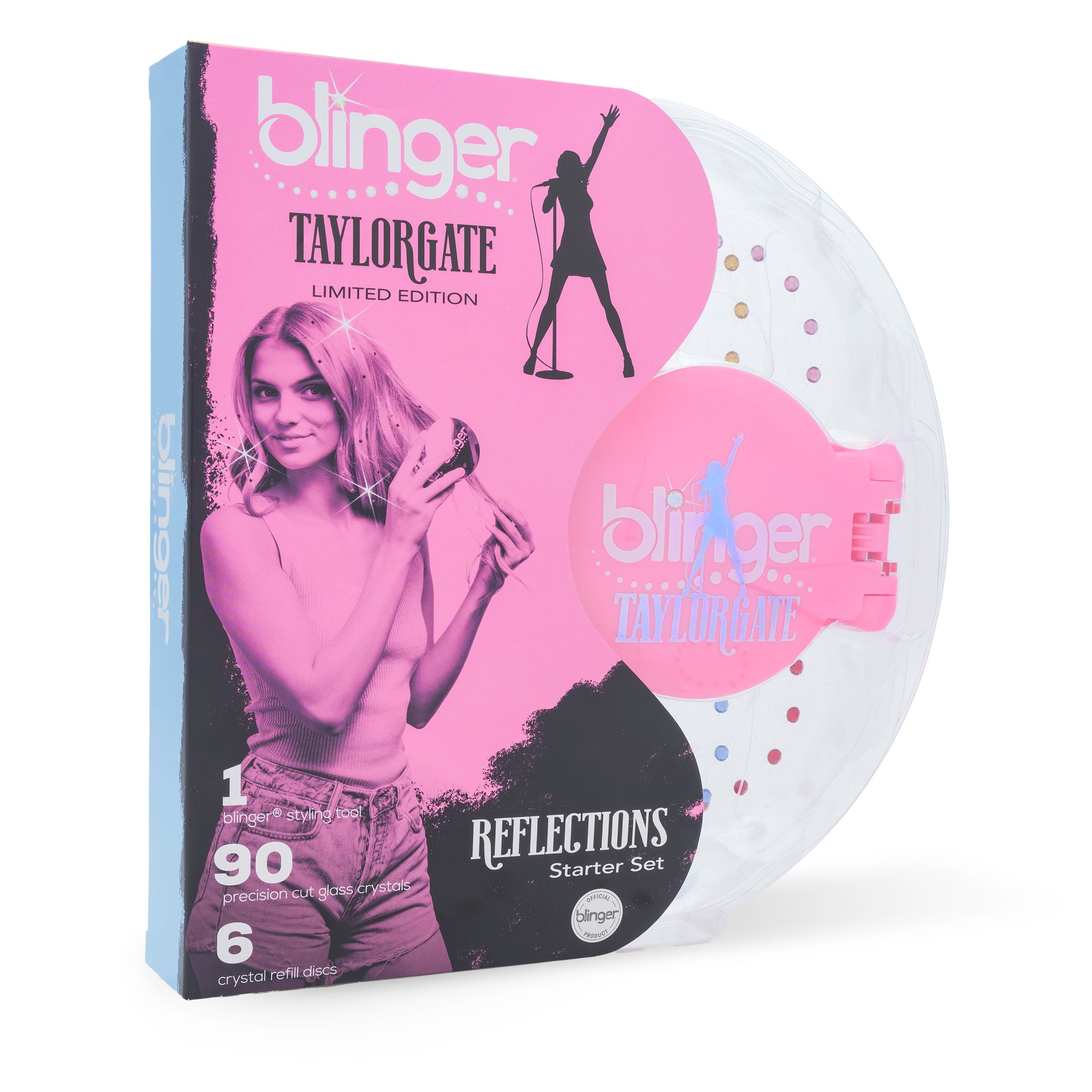 blinger® Limited Edition Taylorgate Reflections Starter Set with blinger® Styling Tool + 90 Precision-Cut Glass Crystals